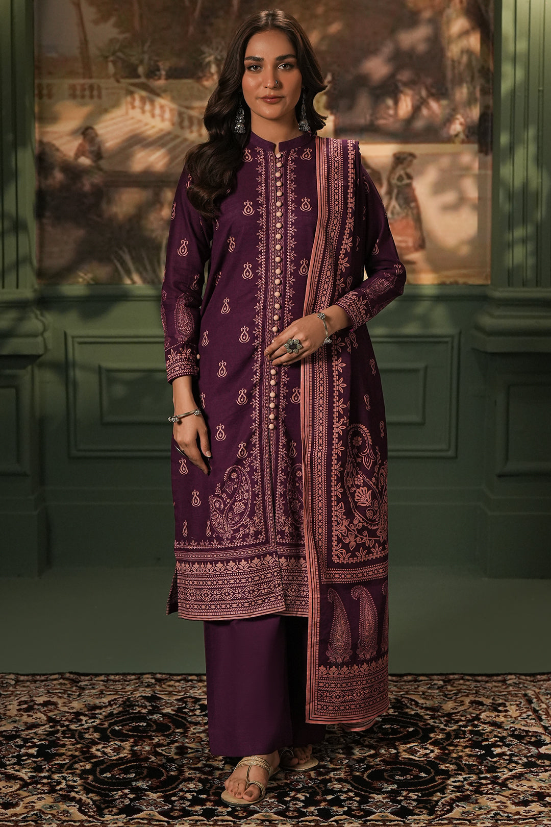 Zellbury | Unstitched 3 Piece Khaddar | Shirt Shalwar Dupatta - 0360