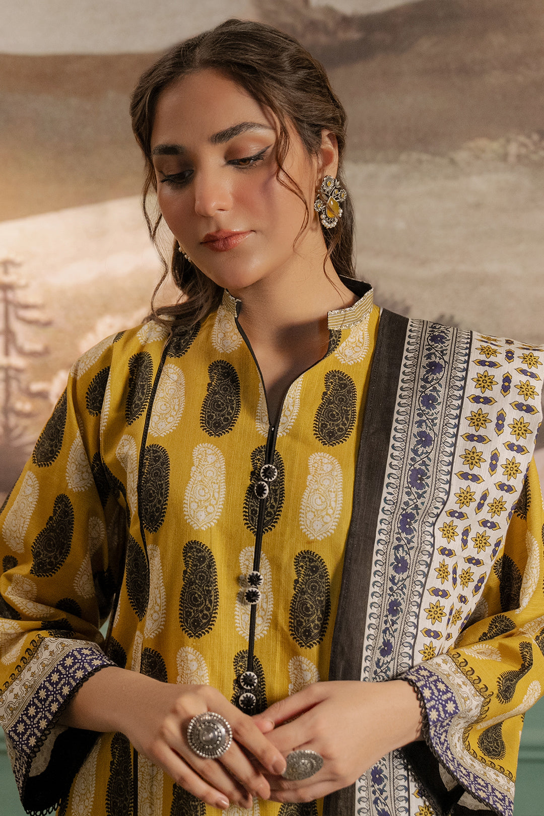 Zellbury | Unstitched 3 Piece Khaddar | Shirt Shalwar Dupatta - 0371 Default Title