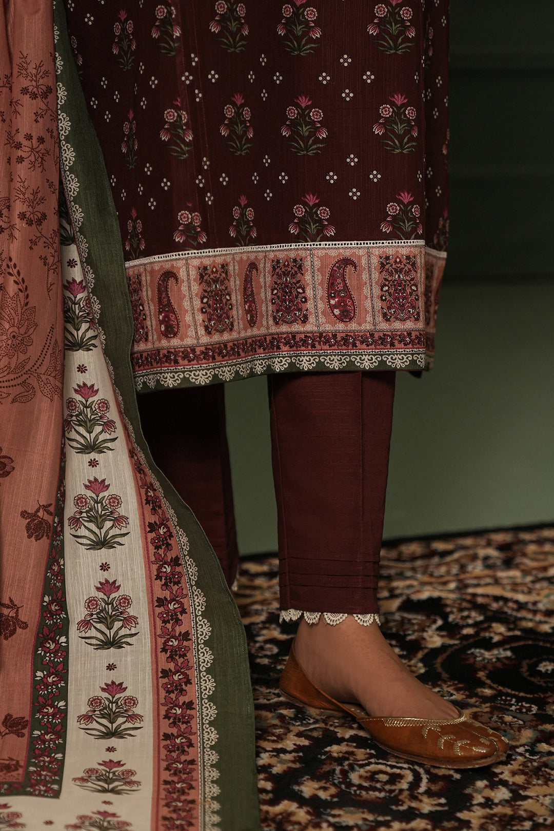 Zellbury | Unstitched 3 Piece Khaddar | Shirt Shalwar Dupatta - 0373