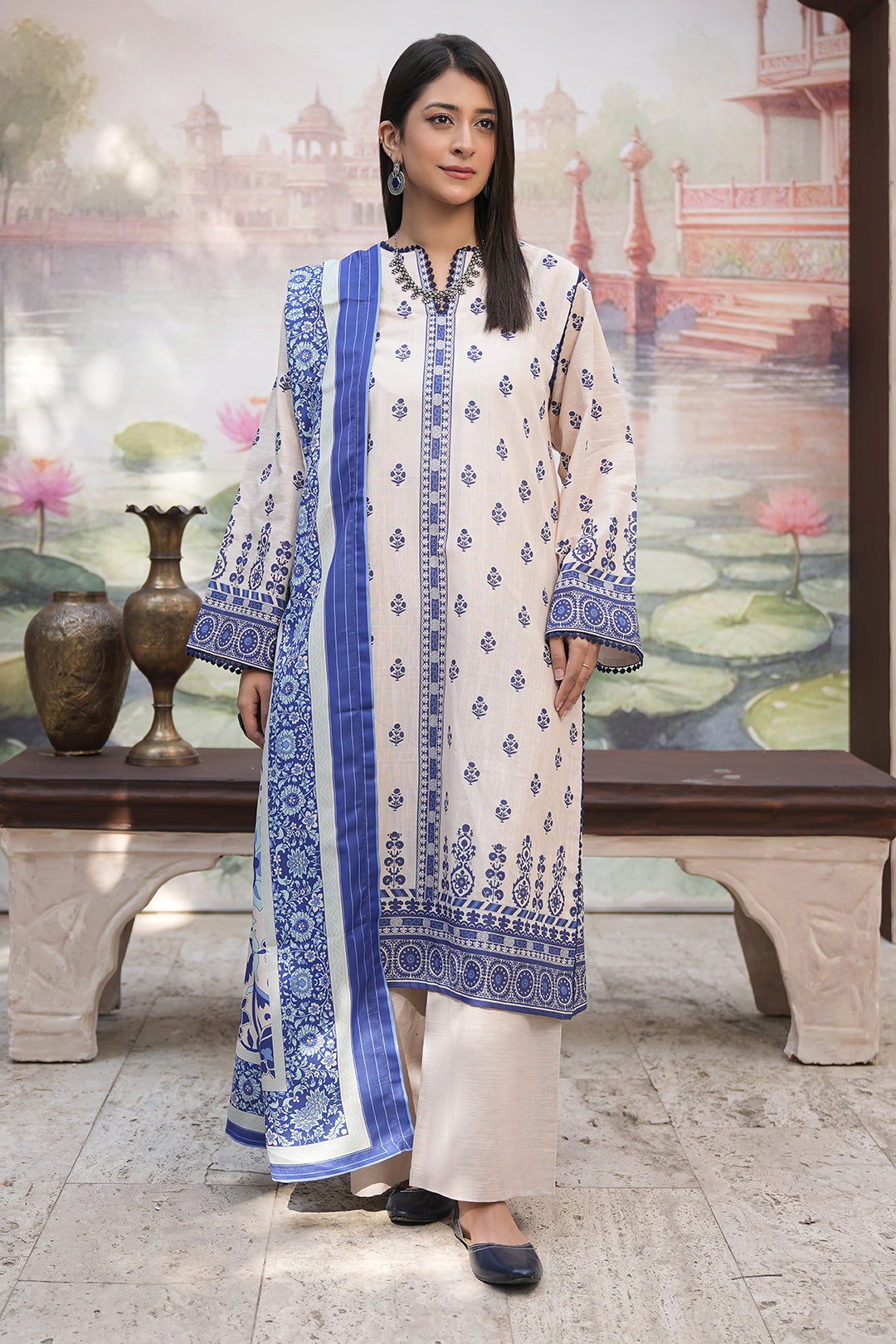 Zellbury | Unstitched 3 Piece Khaddar | Shirt Shalwar Shawl - 0382