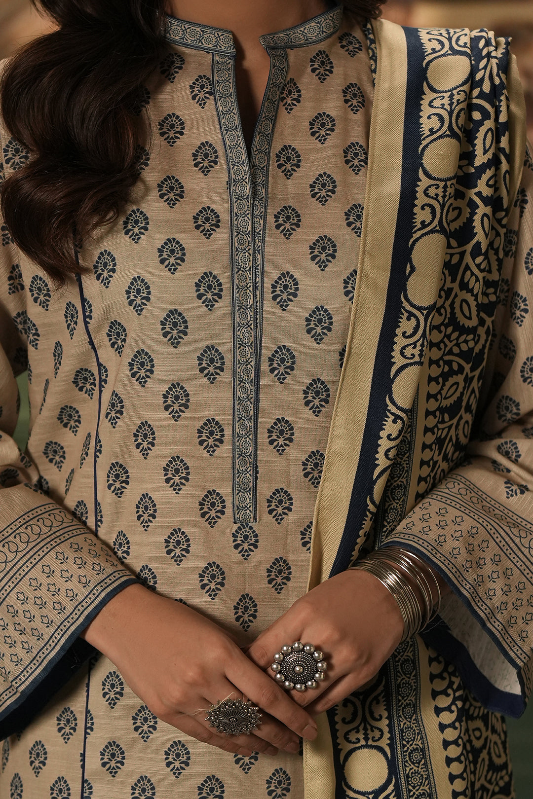 Zellbury | Unstitched 3 Piece Khaddar | Shirt Shalwar Shawl - 0392