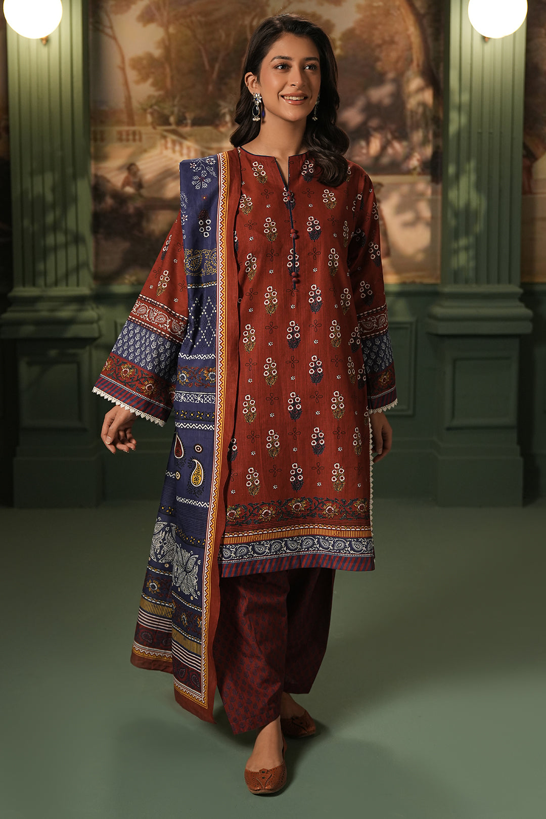 Zellbury | Unstitched 3 Piece Khaddar | Shirt Shalwar Dupatta - 0394