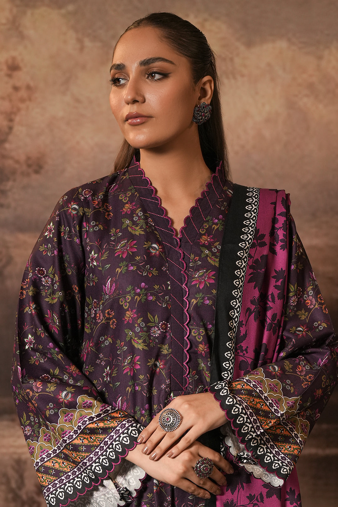 Zellbury | Unstitched 3 Piece Cotail | Shirt Shalwar Dupatta - 0399 Default Title