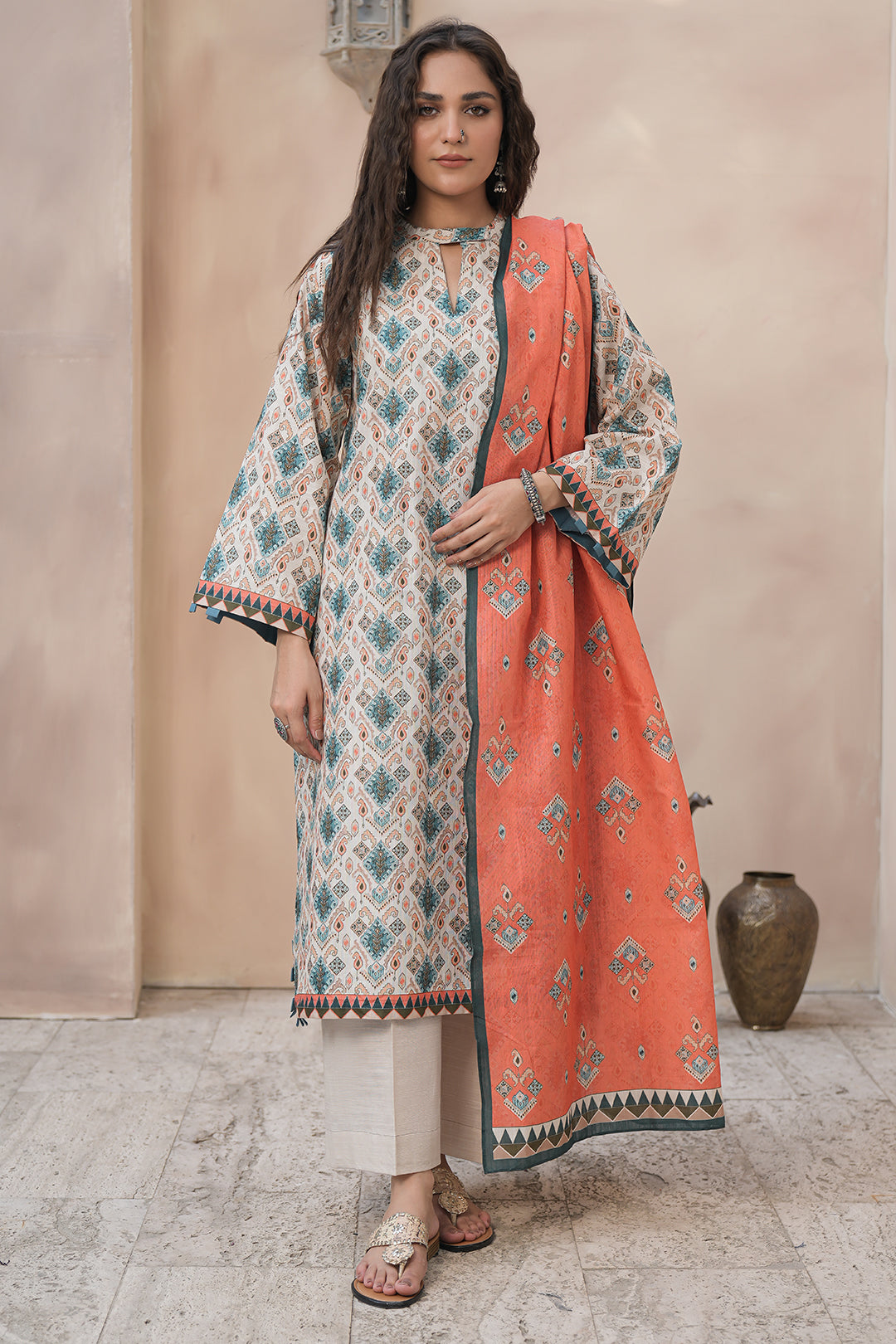Zellbury | Unstitched 3 Piece Khaddar | Shirt Shalwar Dupatta - 0443