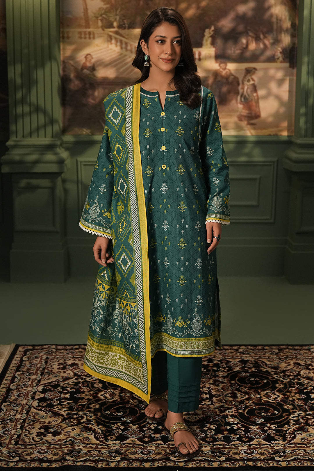 Zellbury | Unstitched 3 Piece Khaddar | Shirt Shalwar Dupatta - 0448