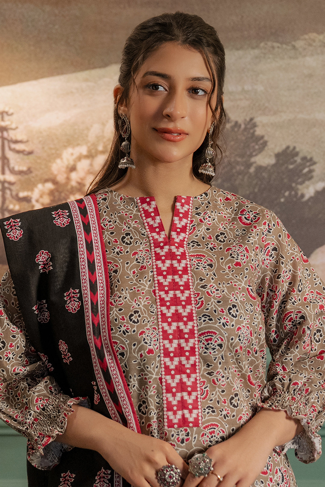 Zellbury | Unstitched 3 Piece Khaddar | Shirt Shalwar Dupatta - 0456 Default Title
