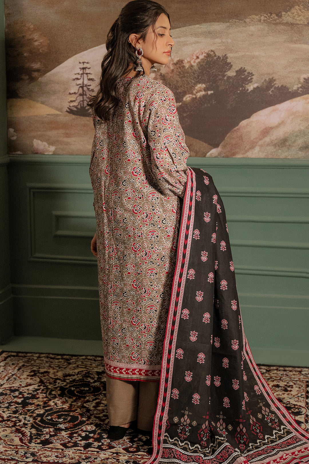 Zellbury | Unstitched 3 Piece Khaddar | Shirt Shalwar Dupatta - 0456