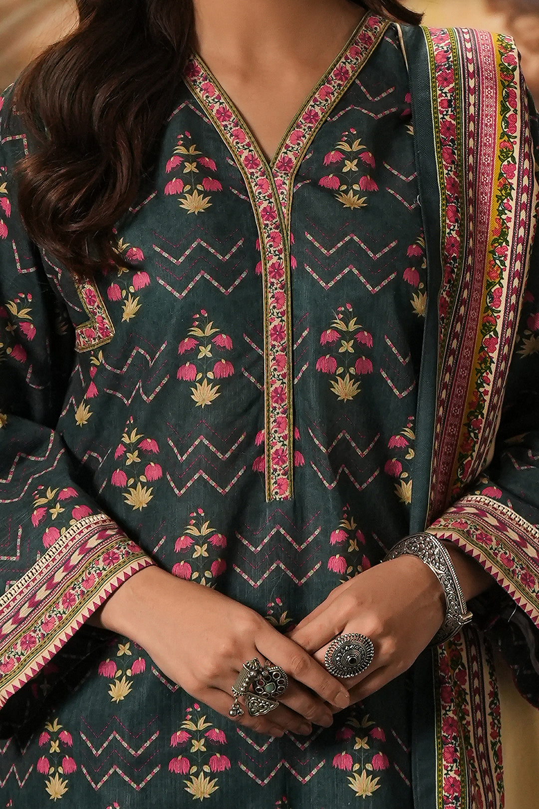 Zellbury | Unstitched 3 Piece Khaddar | Shirt Shalwar Shawl - 0459