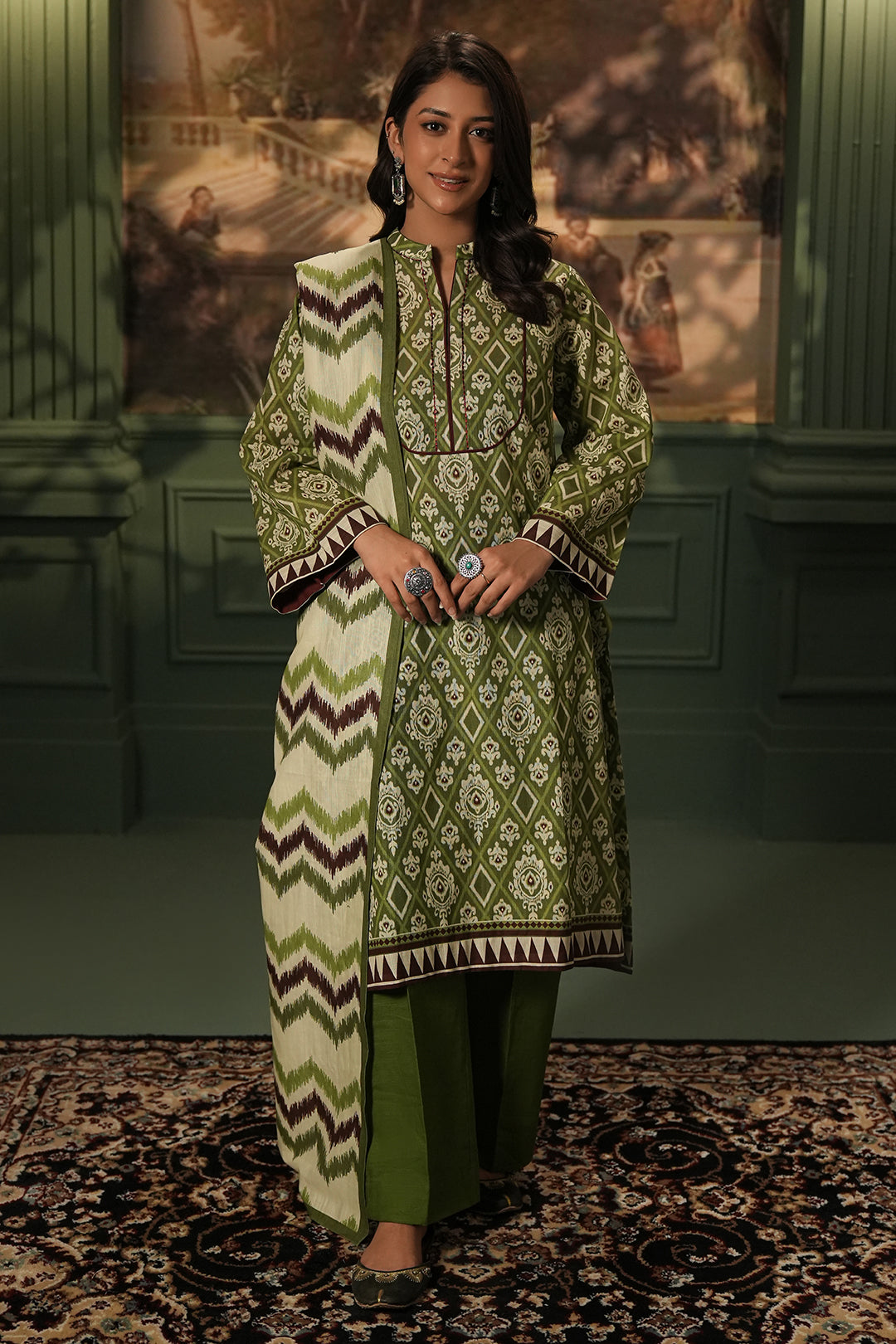 Zellbury | Unstitched 3 Piece Khaddar | Shirt Shalwar Dupatta - 0463