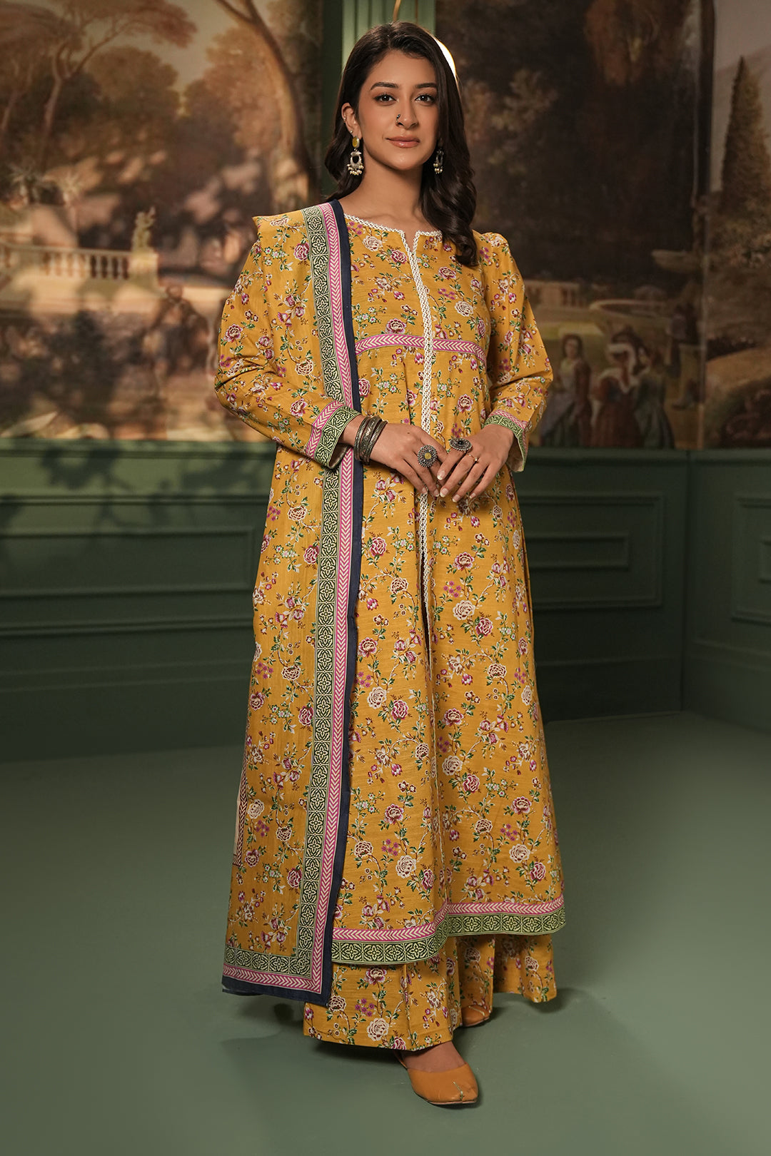 Zellbury | Unstitched 3 Piece Khaddar | Shirt Shalwar Dupatta - 0472