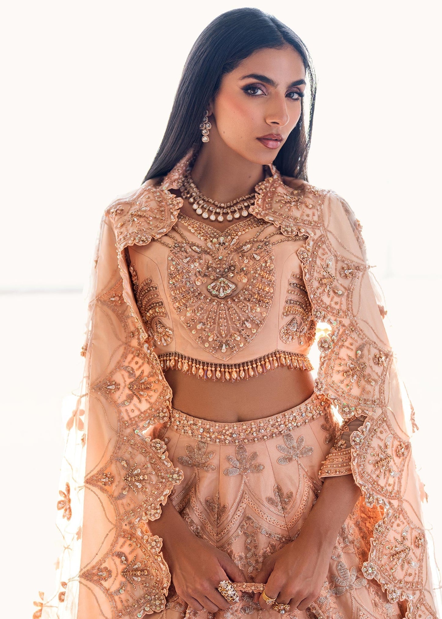 Waqas Shah | Amariage Luxury Formals | Coral Bliss M Peach Net