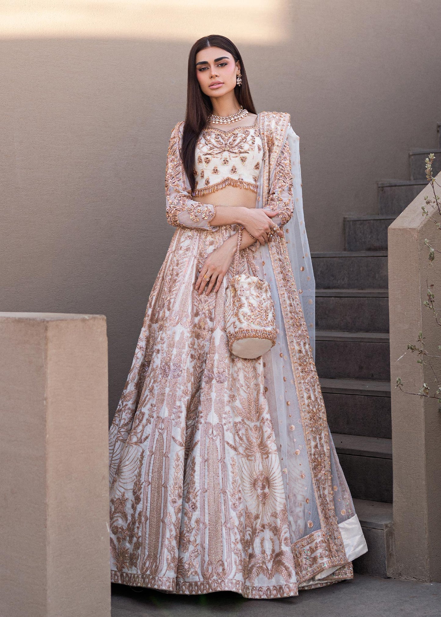 Waqas Shah | Amariage Luxury Formals | Mystic Rose XL Off White Net
