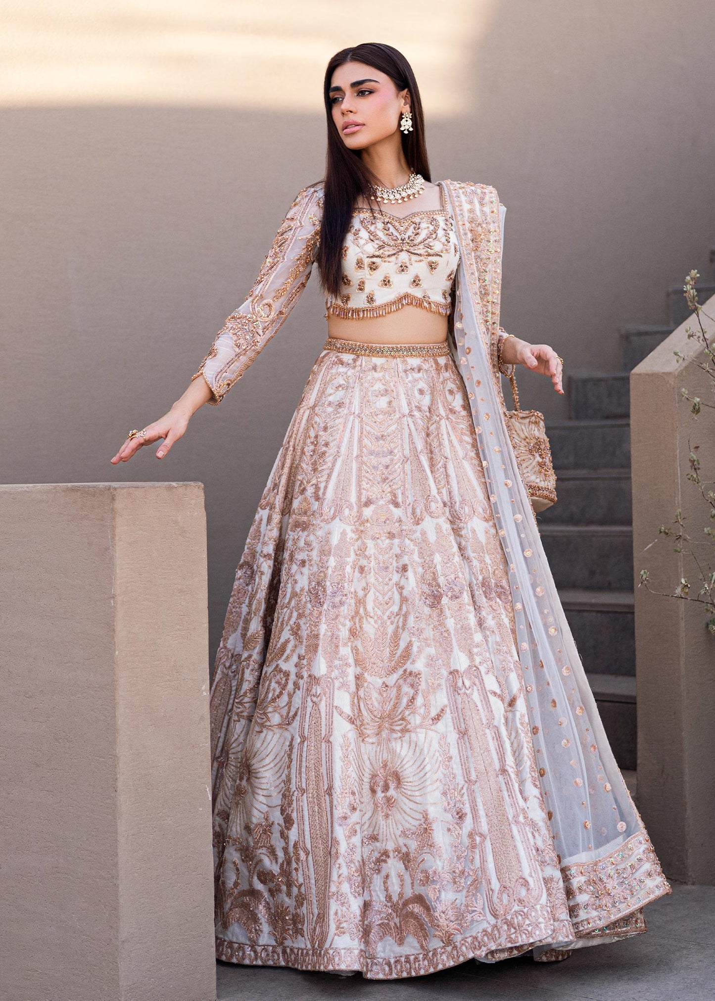 Waqas Shah | Amariage Luxury Formals | Mystic Rose Custom Size Off White Net