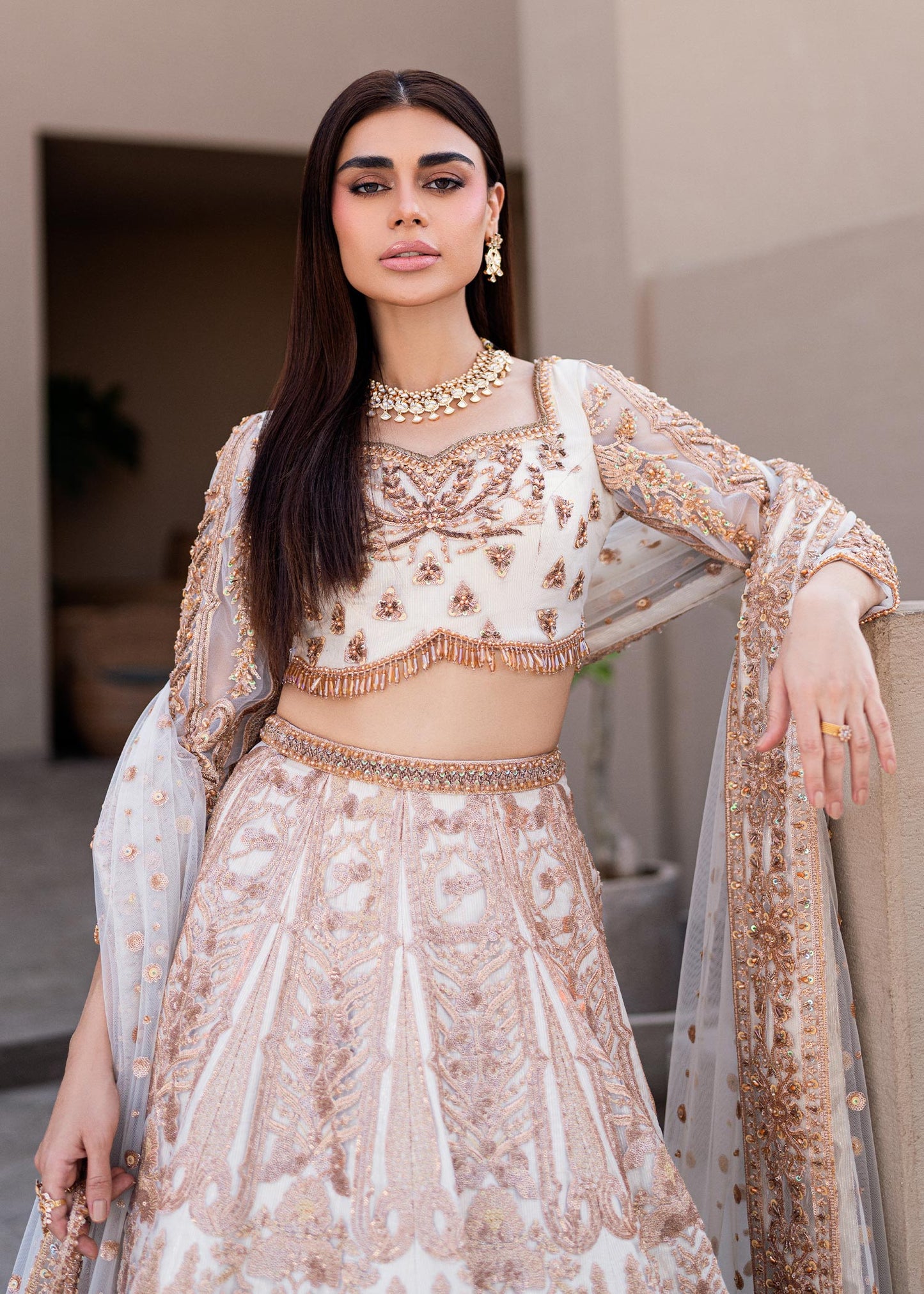 Waqas Shah | Amariage Luxury Formals | Mystic Rose M Off White Net