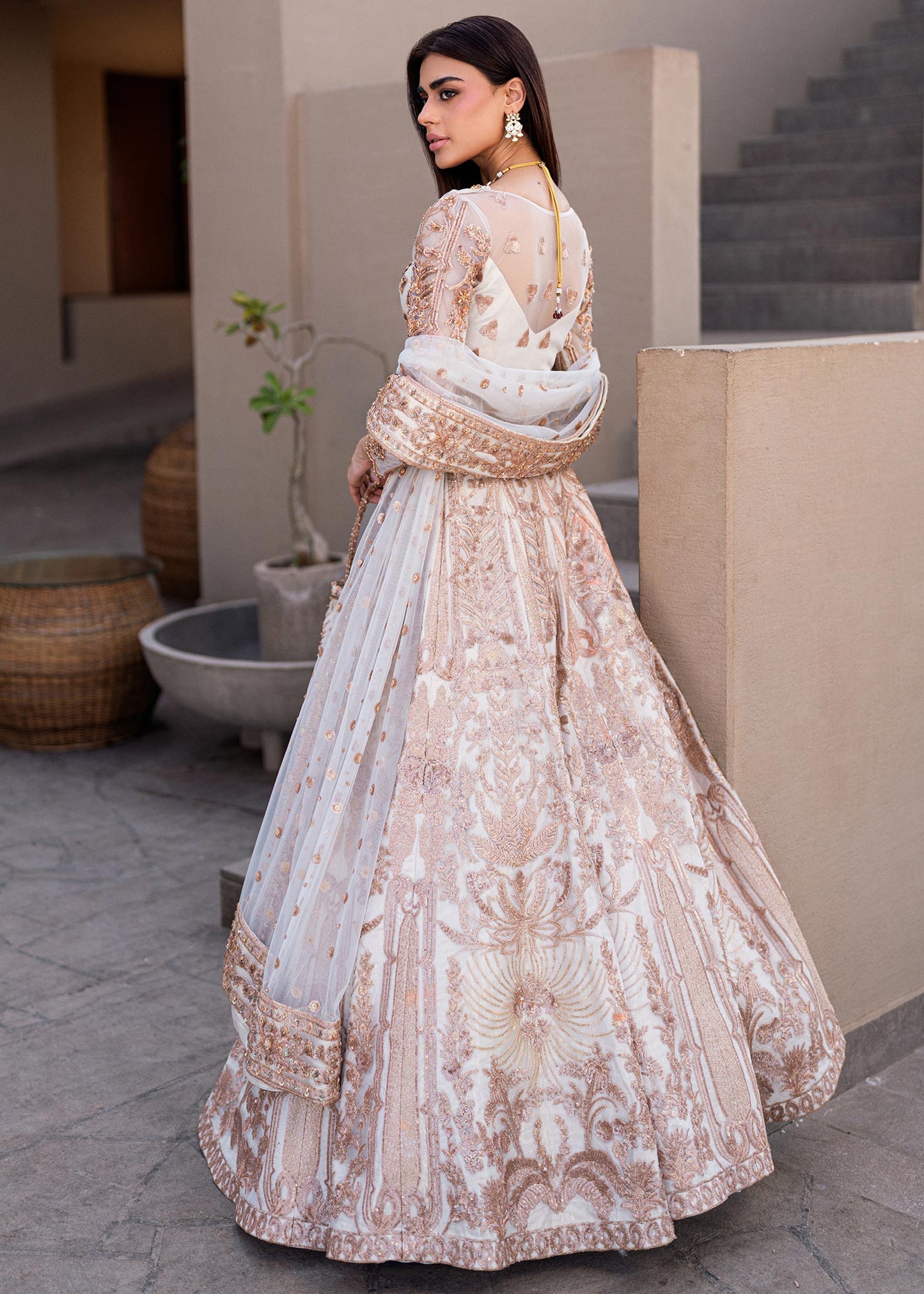 Waqas Shah | Amariage Luxury Formals | Mystic Rose S Off White Net