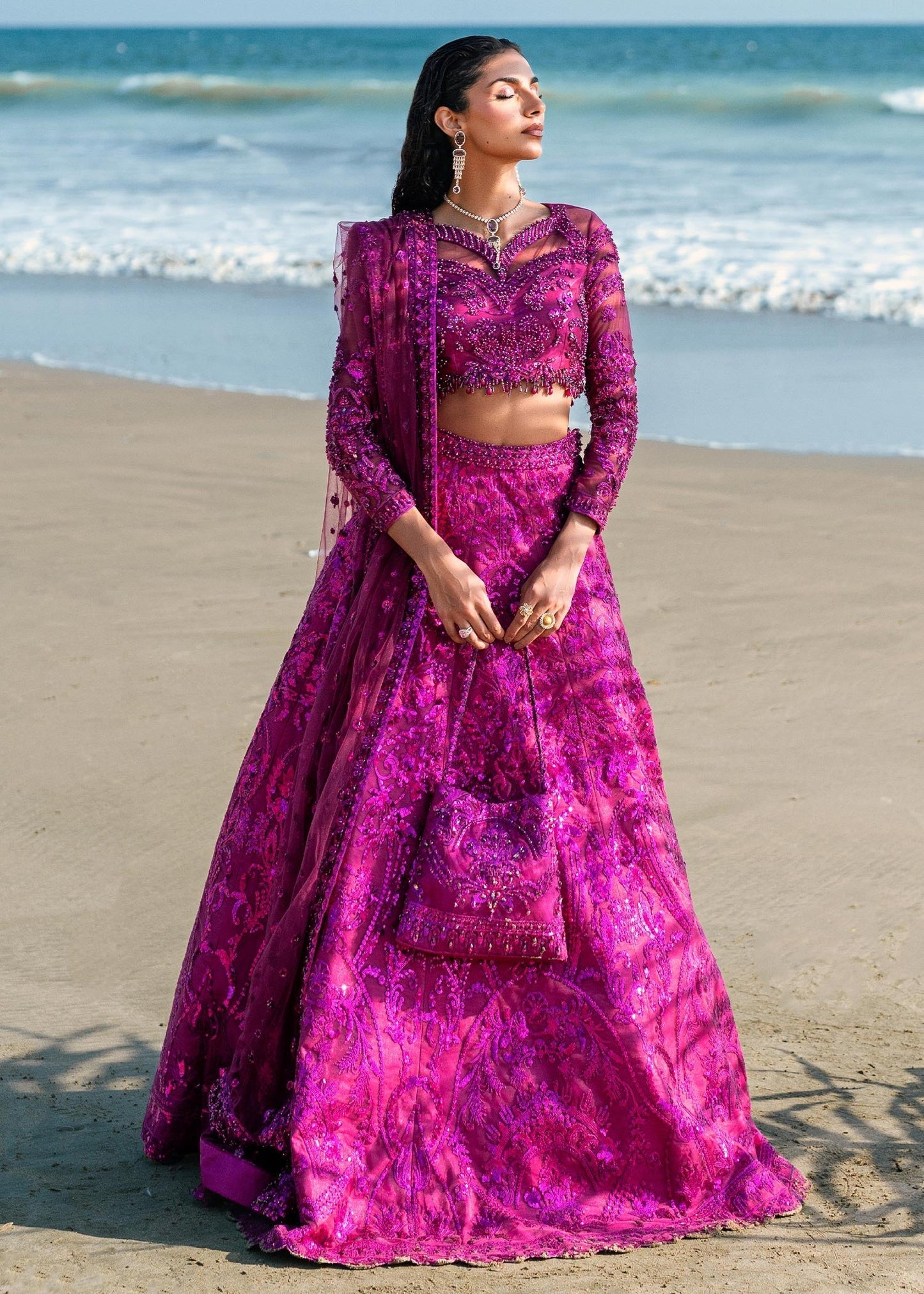 Waqas Shah | Amariage Luxury Formals | Lyric Custom Size Magenta Net