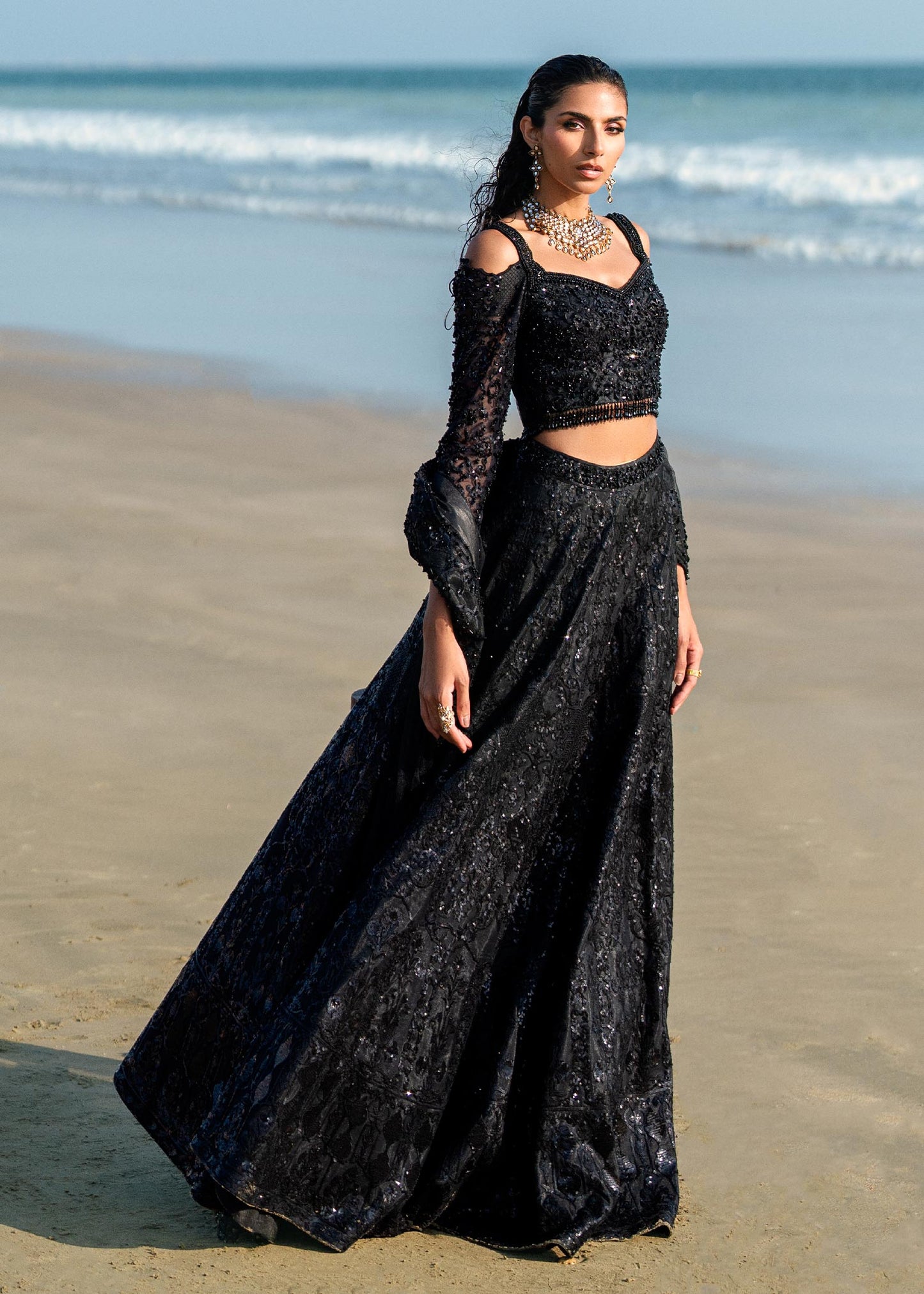 Waqas Shah | Amariage Luxury Formals | Black Musk XL Black Net