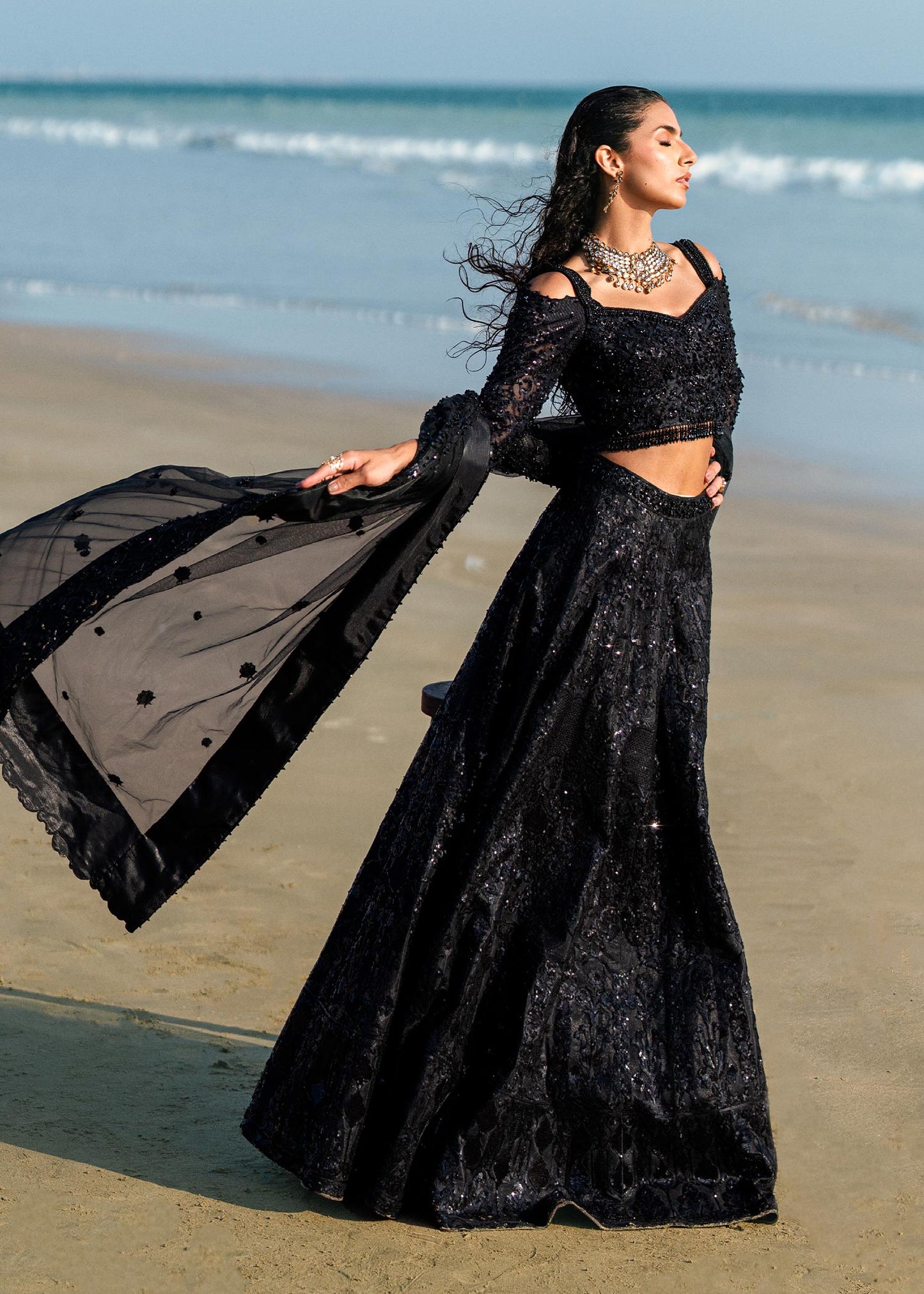 Waqas Shah | Amariage Luxury Formals | Black Musk L Black Net