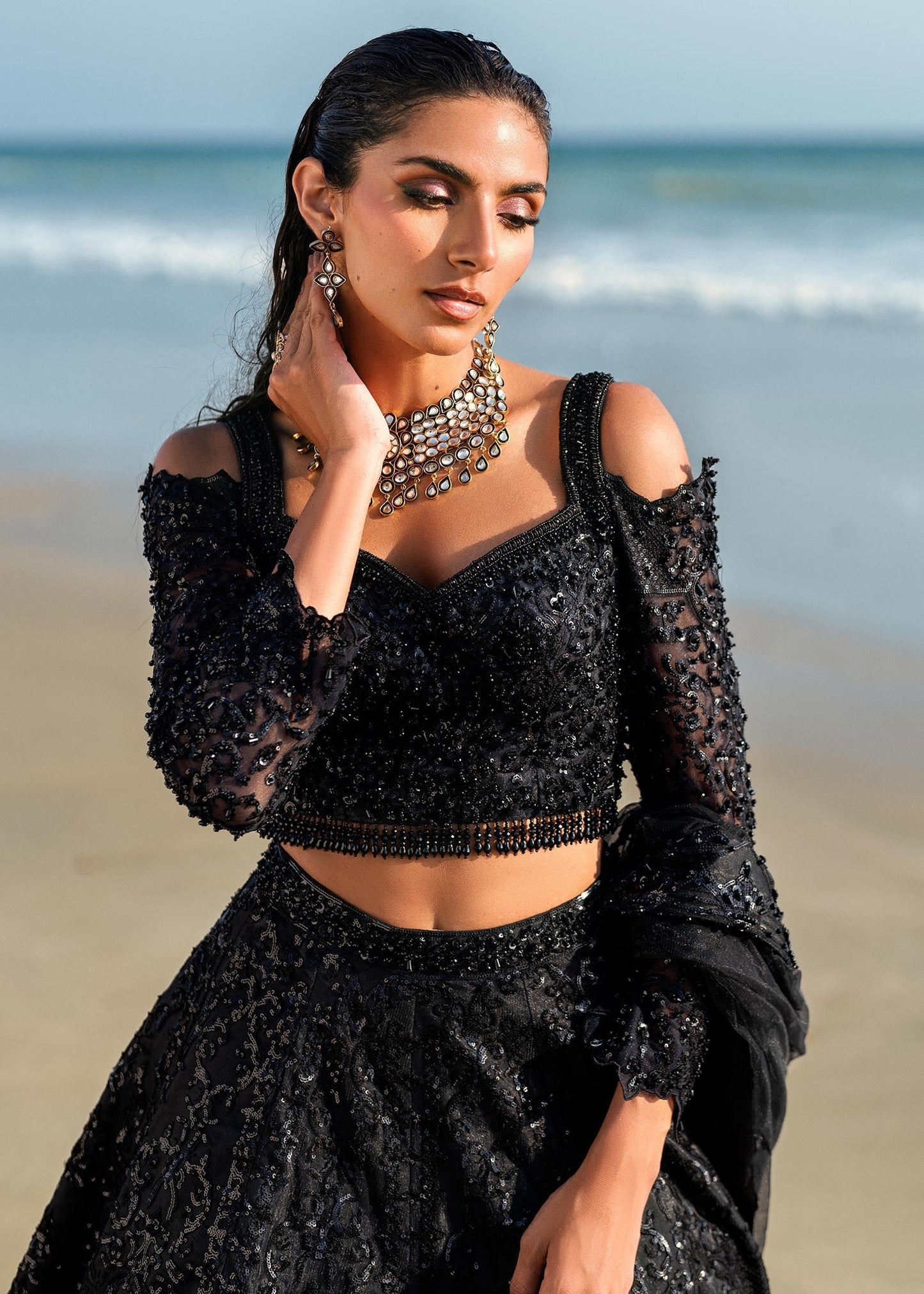Waqas Shah | Amariage Luxury Formals | Black Musk M Black Net