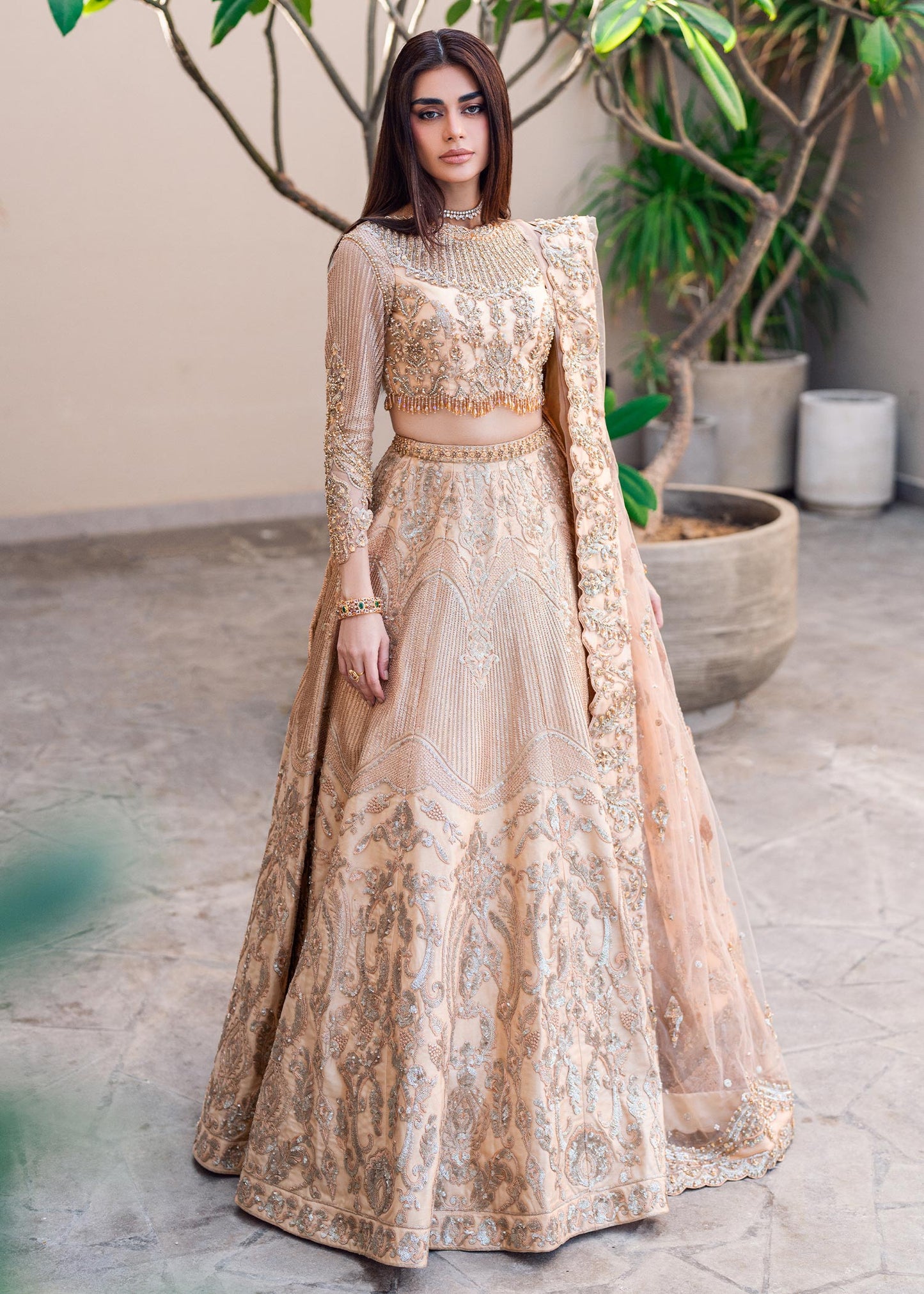 Waqas Shah | Amariage Luxury Formals | Golden Patel L Light Skin Net