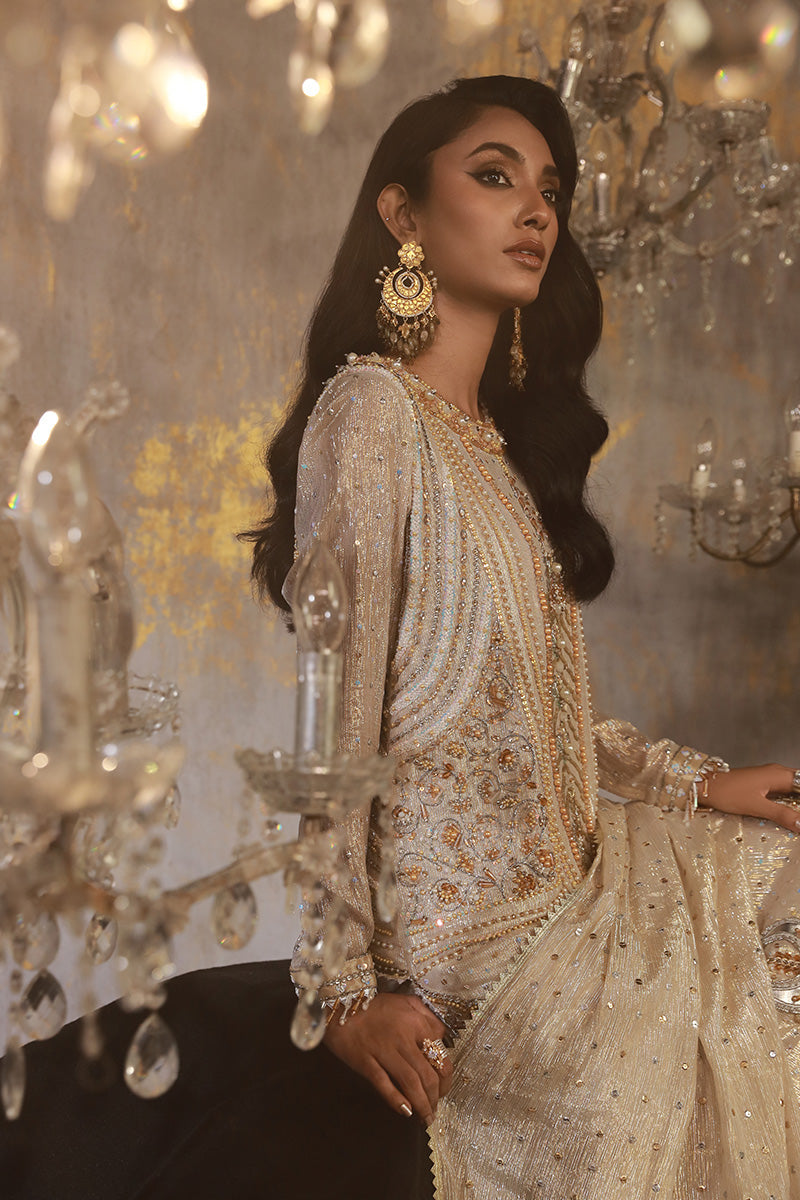 Wardha Saleem | Layla Wedding Formals | Layla-12 L Ivory Shimmer Chiffon