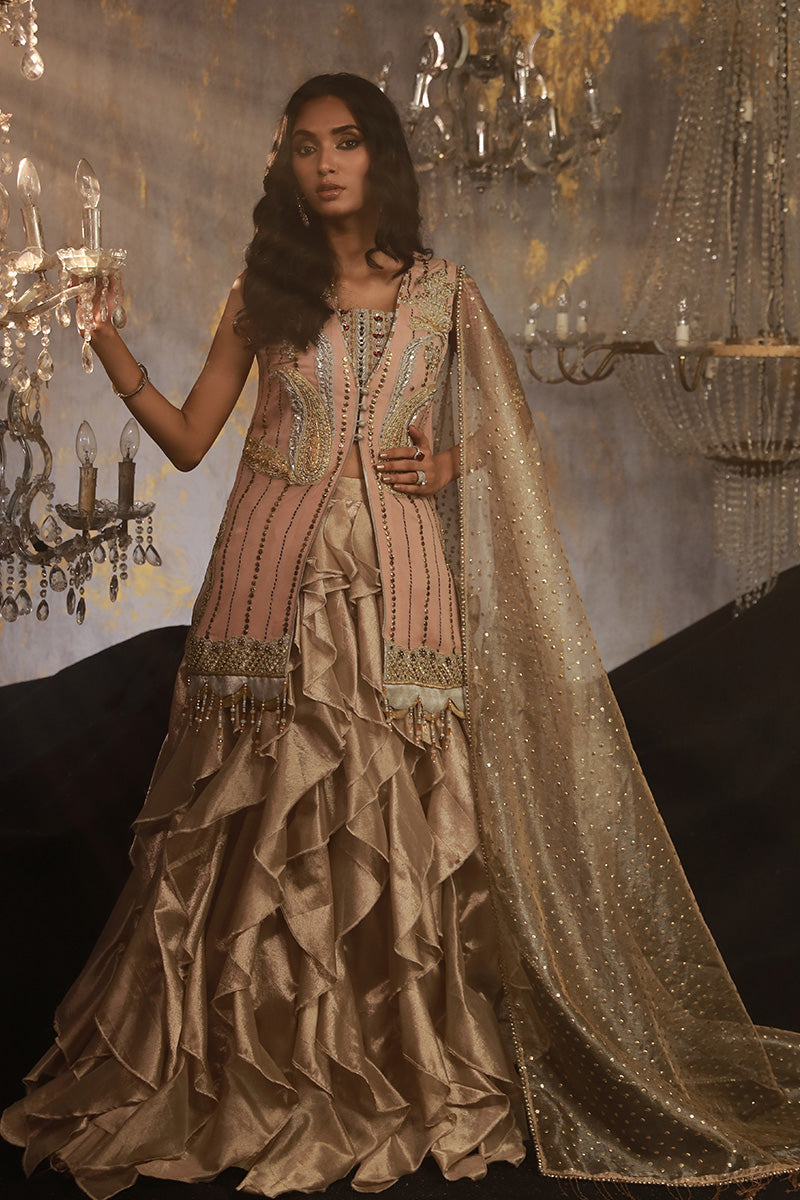 Wardha Saleem | Layla Wedding Formals |Layla-05 XS Pale Peach Pure Chiffon