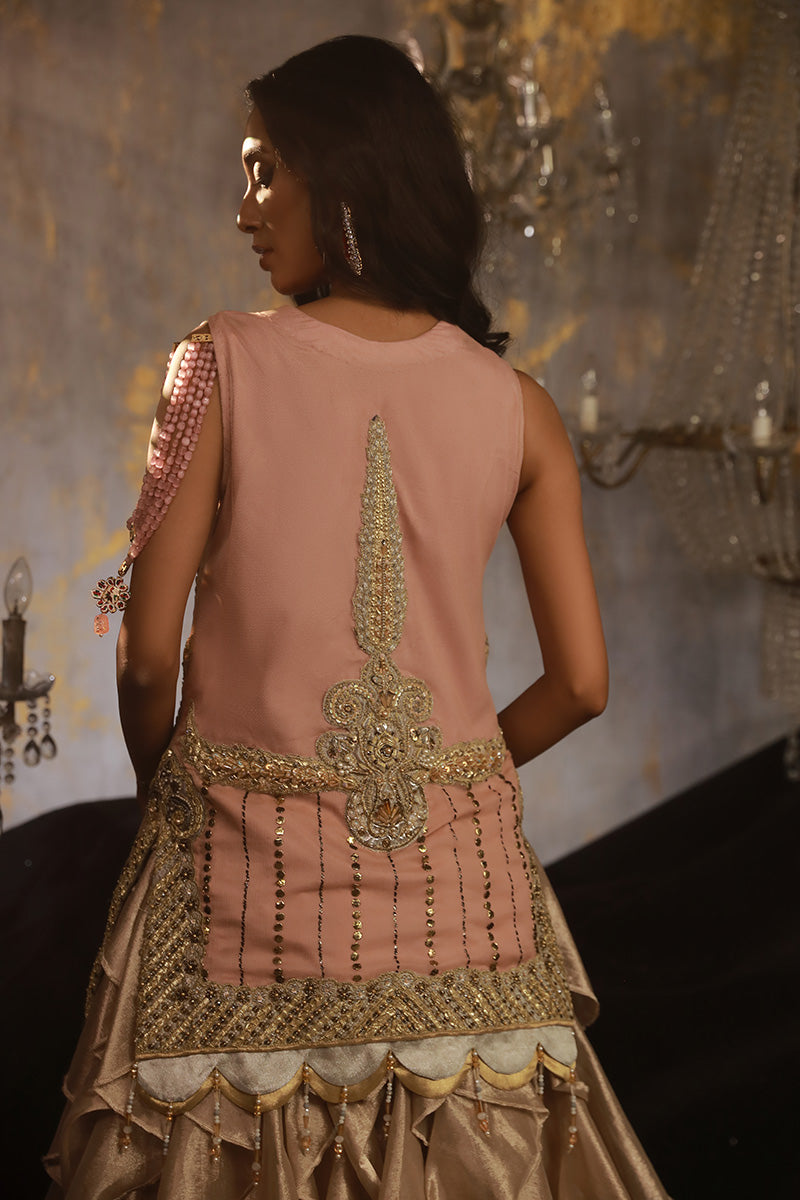Wardha Saleem | Layla Wedding Formals |Layla-05 S Pale Peach Pure Chiffon