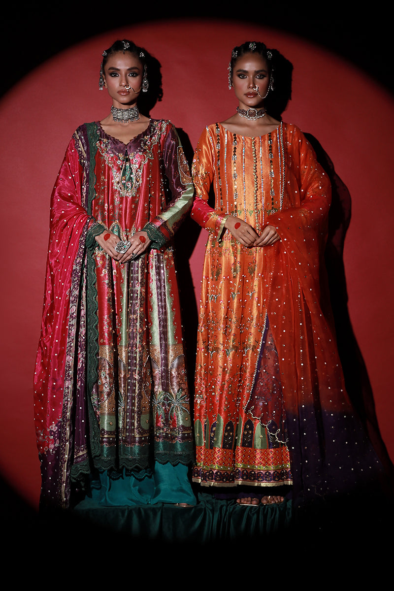 Wardha Saleem | Meeram Festive Formals | Mehraab S Orange Korean Raw Silk