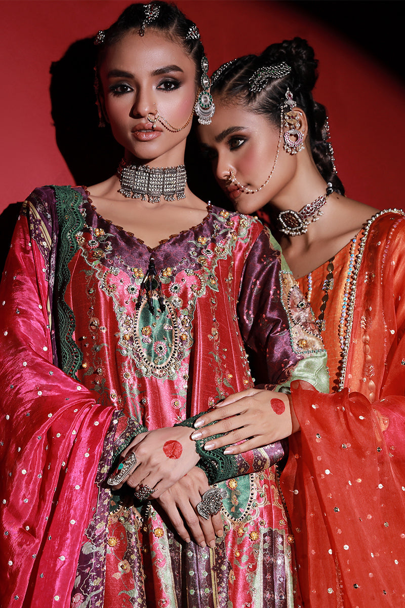 Wardha Saleem | Meeram Festive Formals | Mehraab M Orange Korean Raw Silk