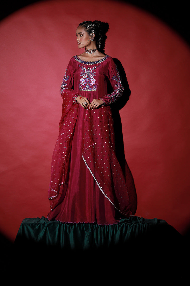 Wardha Saleem | Meeram Festive Formals | Jamuni L Magenta Korean Raw Silk