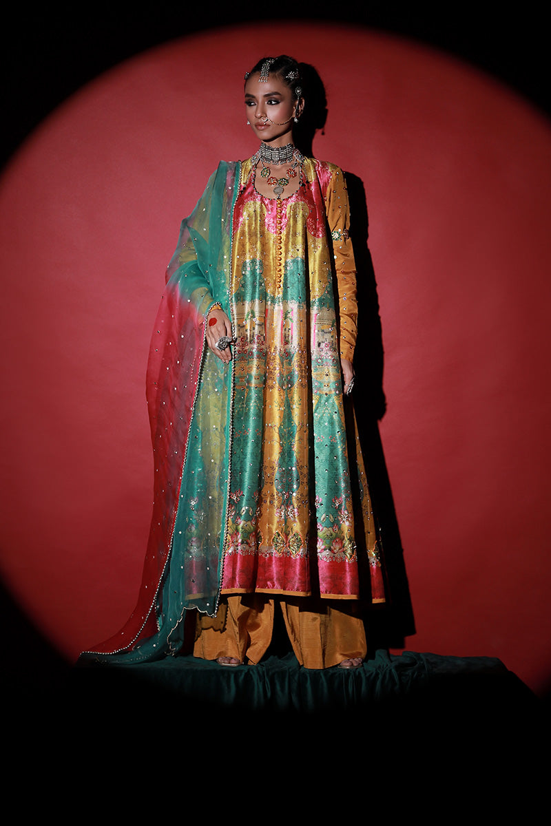 Wardha Saleem | Meeram Festive Formals | Bahaar Rang XS Yellow Korean Raw Silk
