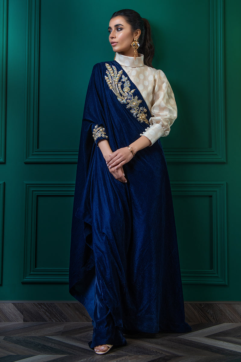 Wardha Saleem | Velvets Winter Fall 24 | Jashan M Navy Blue Velvet