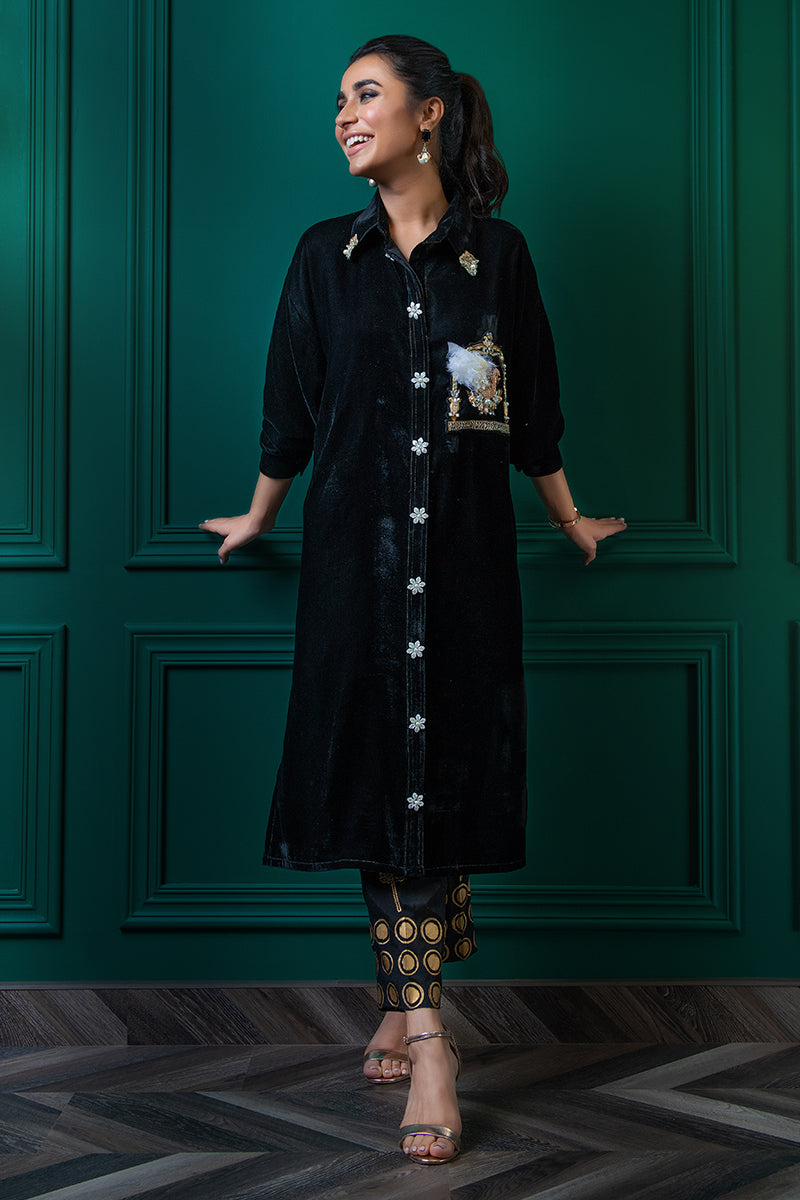Wardha Saleem | Velvets Winter Fall 24 | Hans Raj XS Navy Blue Velvet