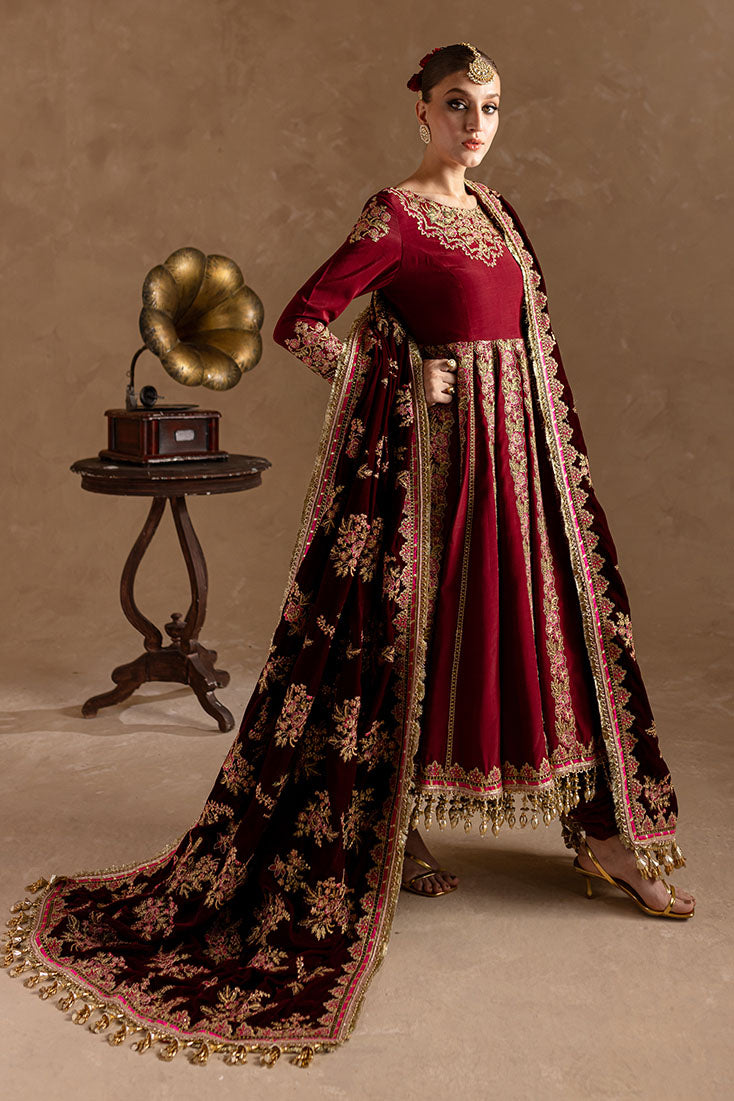 Marjjan | De Rose Velvet | MRV-13 (MEHROON) L Maroon Raw Silk