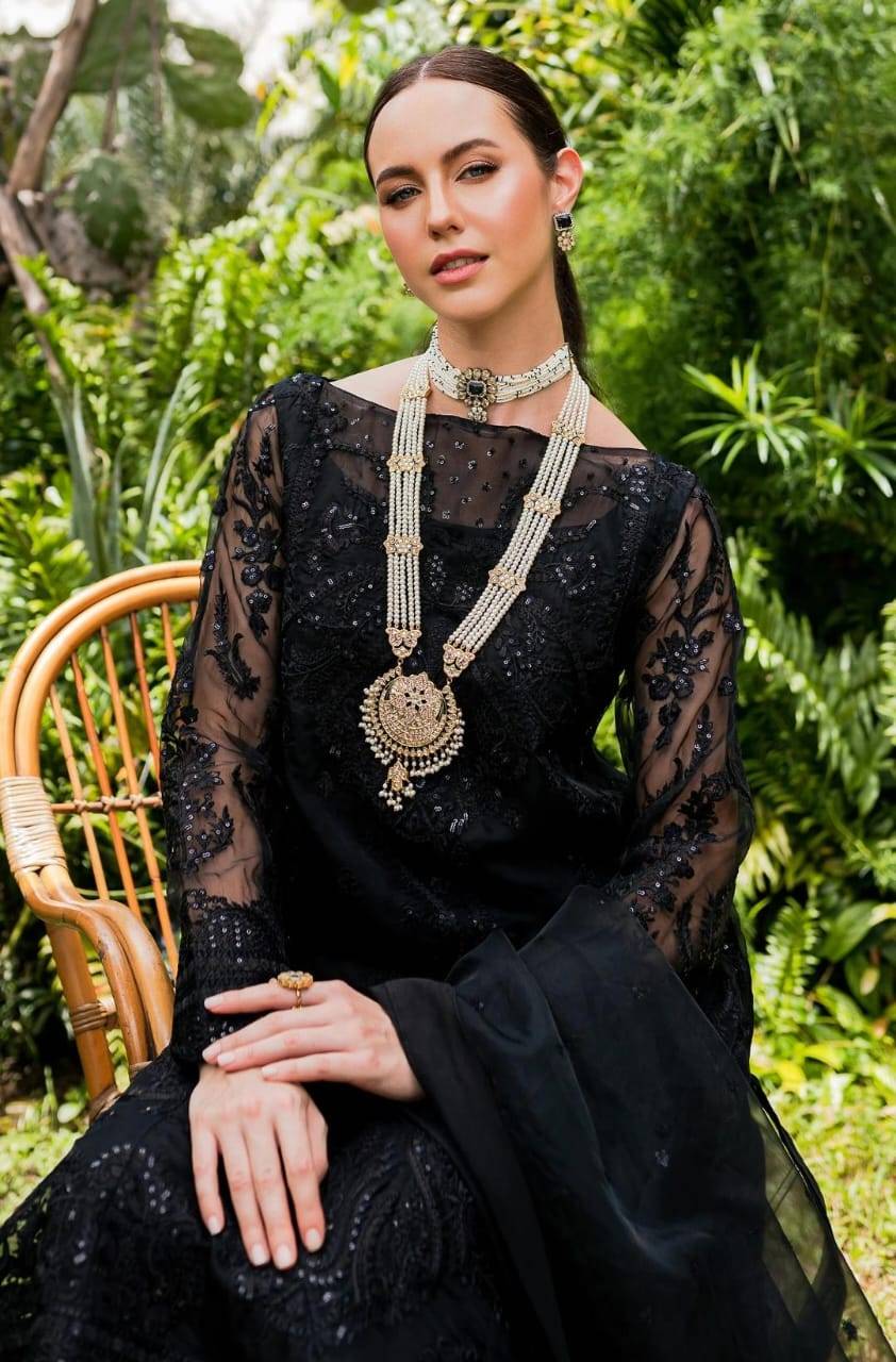 Maryum N Maria | Sorina Luxury Chiffon 23 | Raven (MW23-507) - Pakistani Designer Dress - by Maryum N Maria | Type: Formal - 100% Original at Saira Sultan
