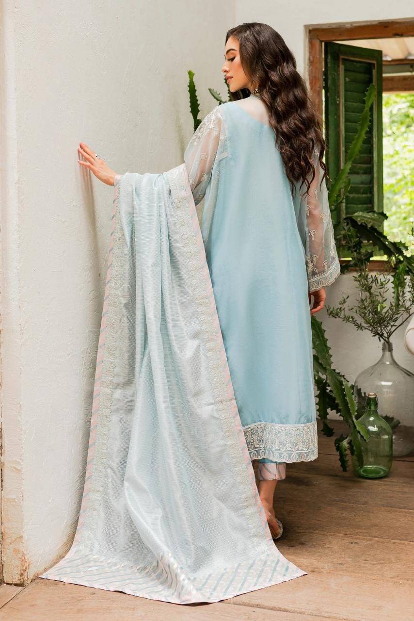 Maryum N Maria | Sorina Luxury Chiffon 23 | Sky Light (MW23-502) - Pakistani Designer Dress - by Maryum N Maria | Type: Formal - 100% Original at Saira Sultan