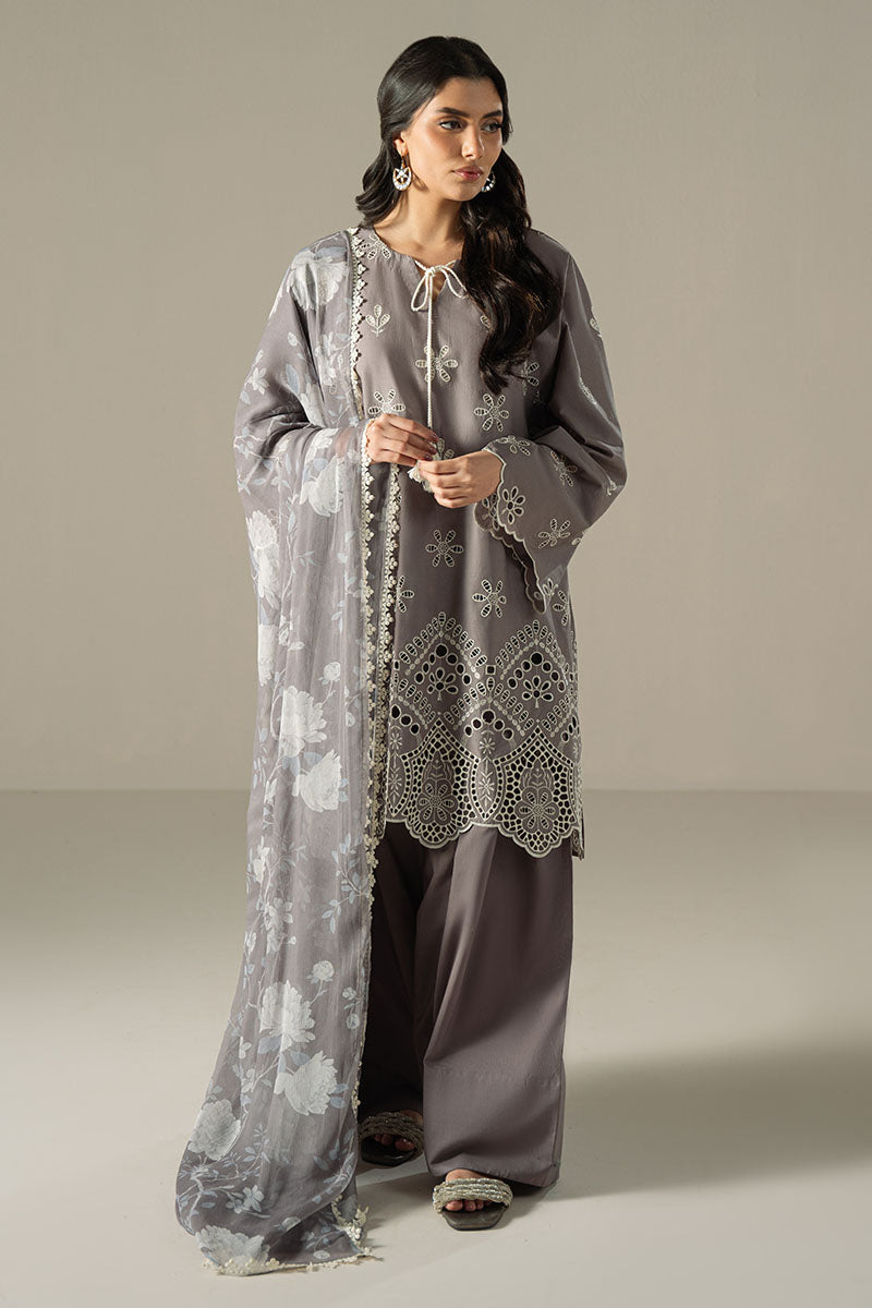 Cross Stitch | Chikankari Lawn 25 | WHISPER ASH XS Gray Lawn