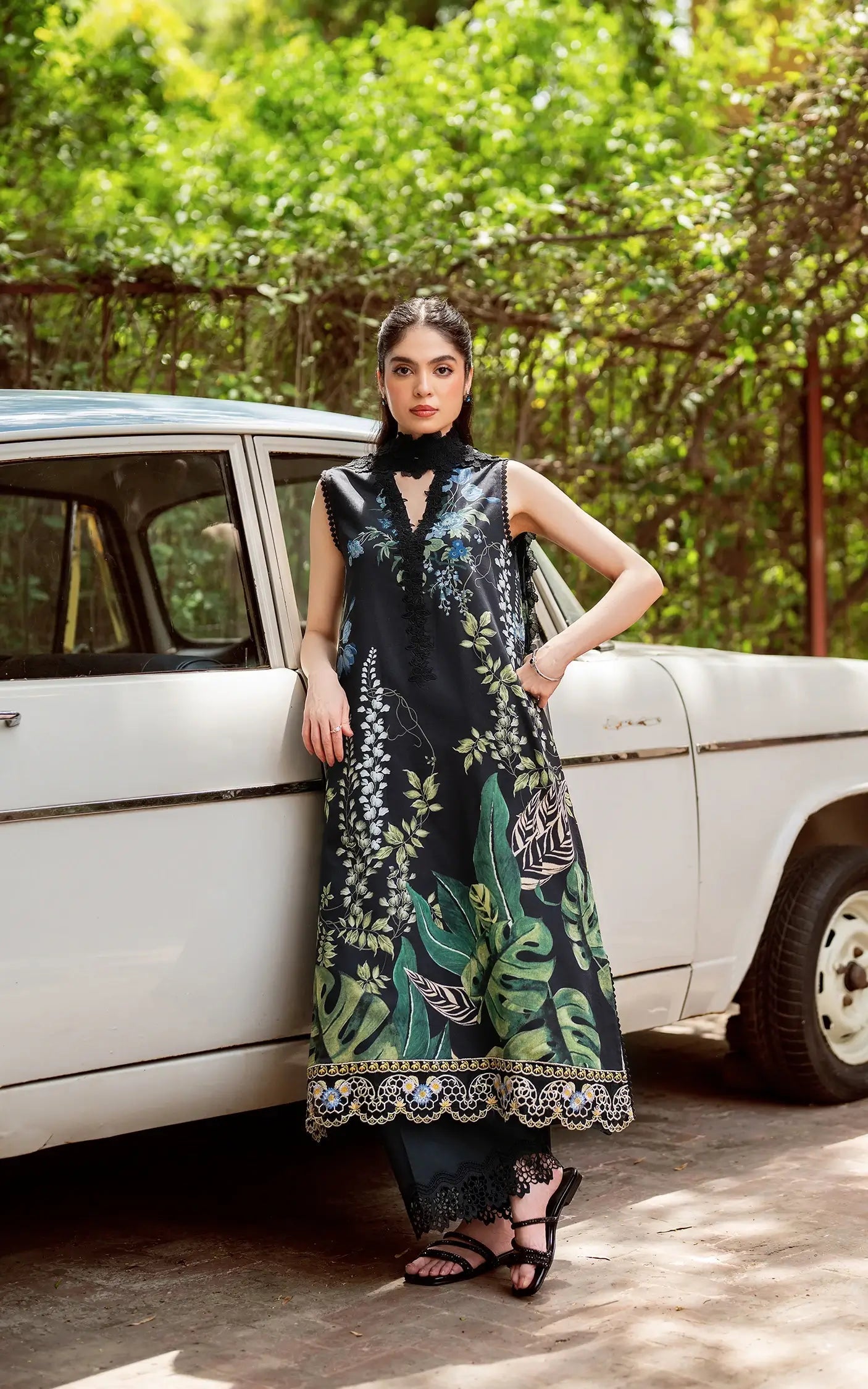 Asifa and Nabeel | Yakin Summer 25 | Secret Botanica-(YKL25-05) XS Black Lawn
