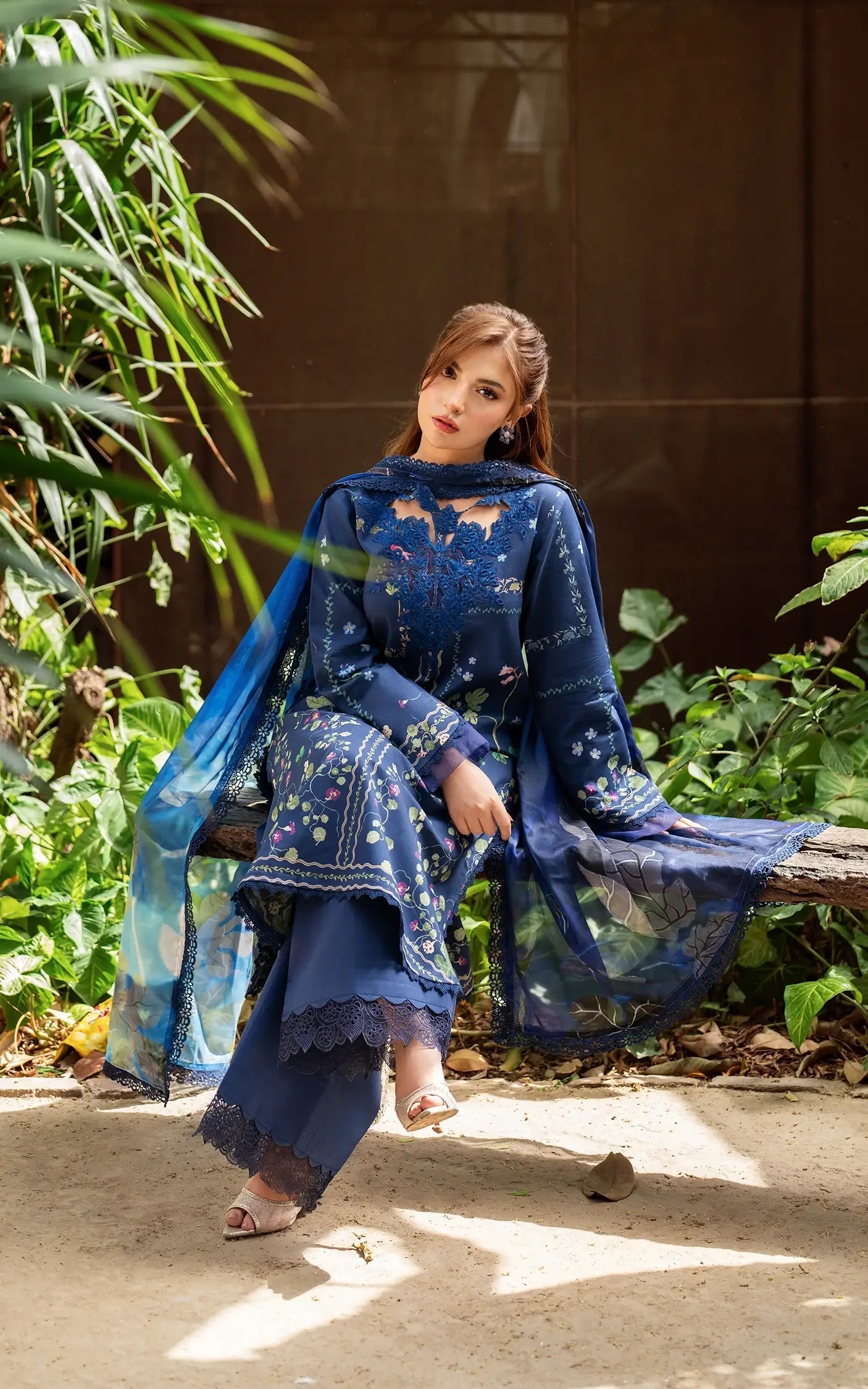 Asifa and Nabeel | Yakin Summer 25 | Moonlit Garden-(YKL25-08) M Blue Lawn