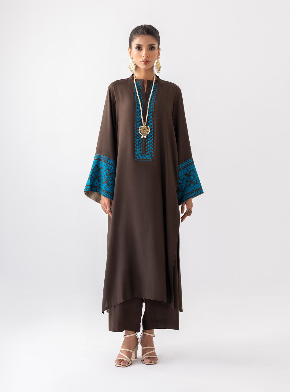 Zainab Chottani | Aara Casual Pret | Dark Chrome L Chocolate Brown Ecovero Viscose