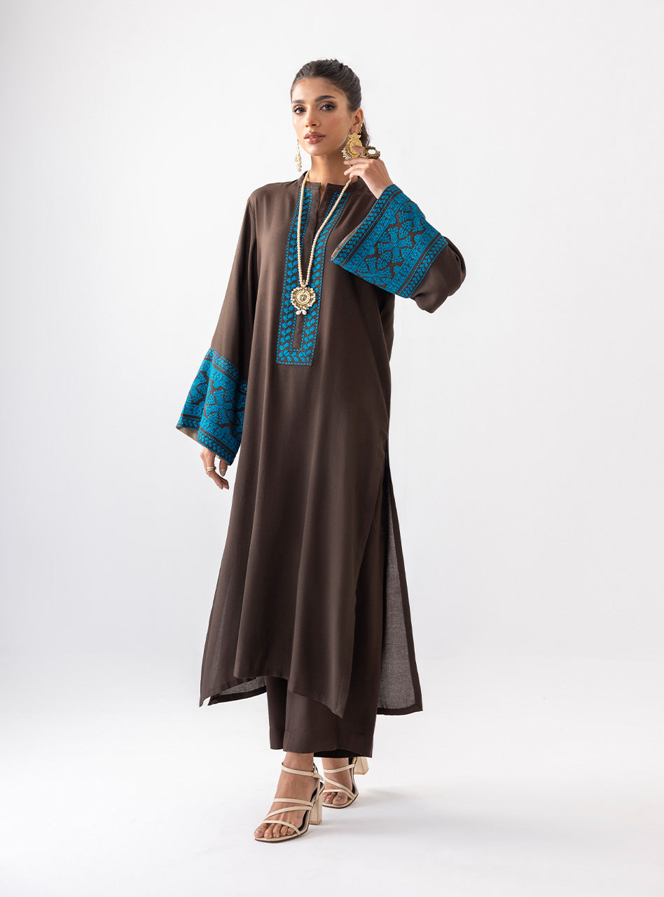 Zainab Chottani | Aara Casual Pret | Dark Chrome M Chocolate Brown Ecovero Viscose