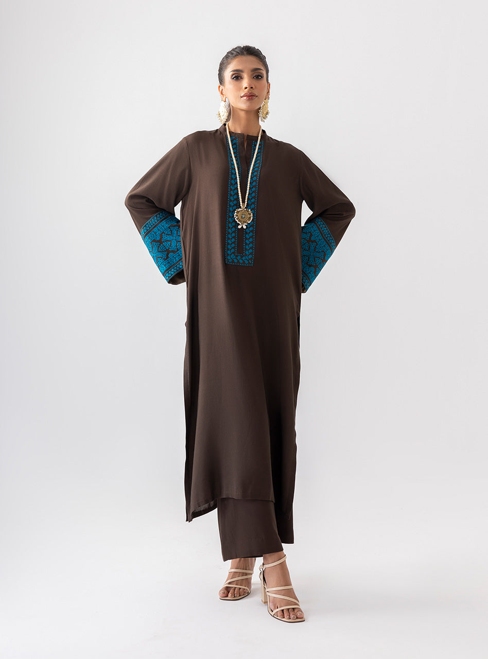 Zainab Chottani | Aara Casual Pret | Dark Chrome XS Chocolate Brown Ecovero Viscose