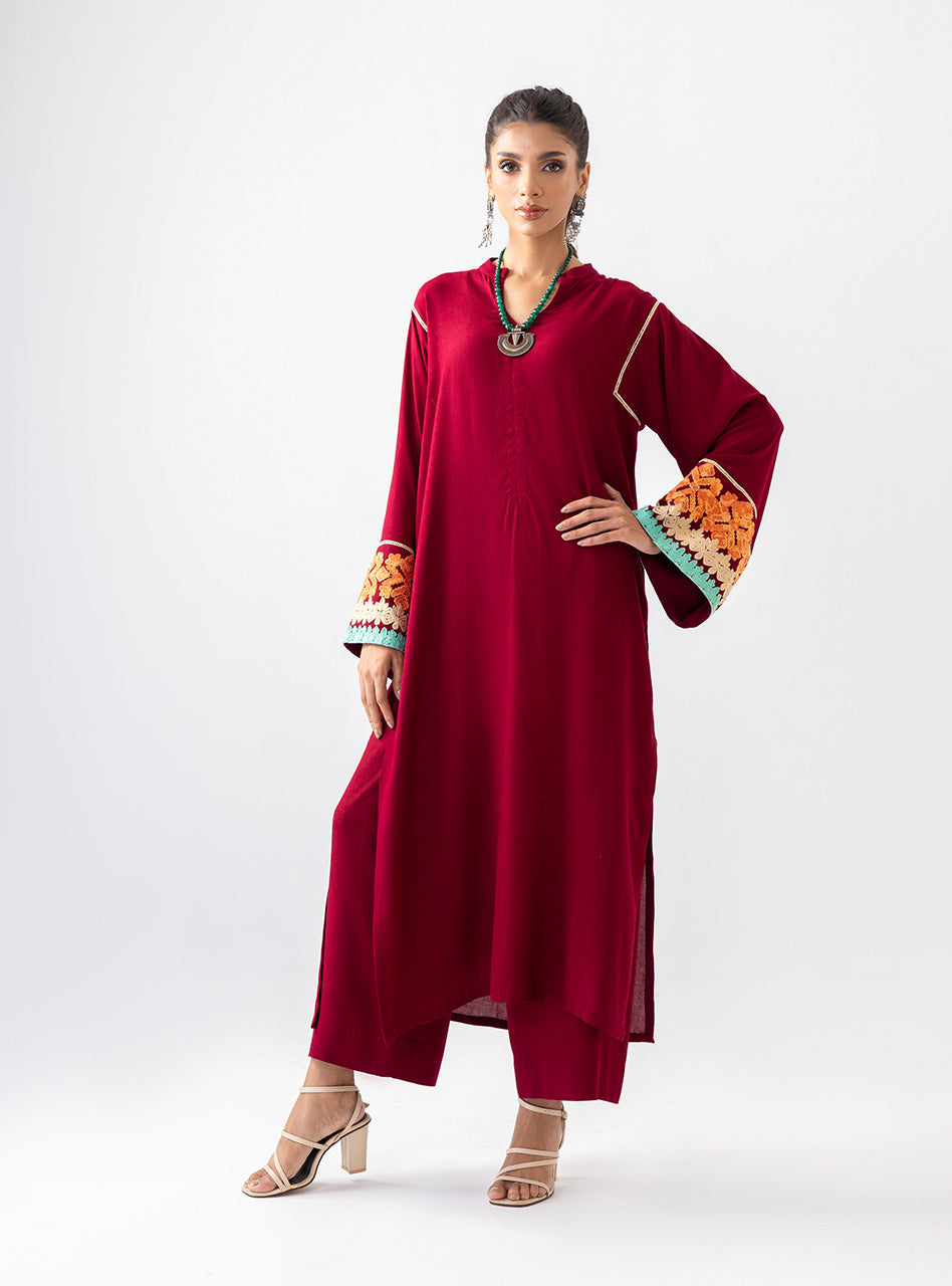 Zainab Chottani | Aara Casual Pret | Divine Maroon XS Maroon Ecovero Viscose
