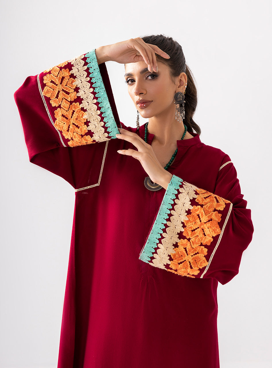 Zainab Chottani | Aara Casual Pret | Divine Maroon M Maroon Ecovero Viscose
