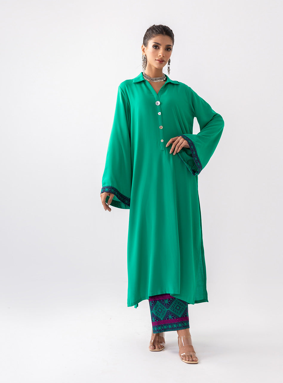 Zainab Chottani | Aara Casual Pret | Serene Bloom M Mint Green Ecovero Viscose