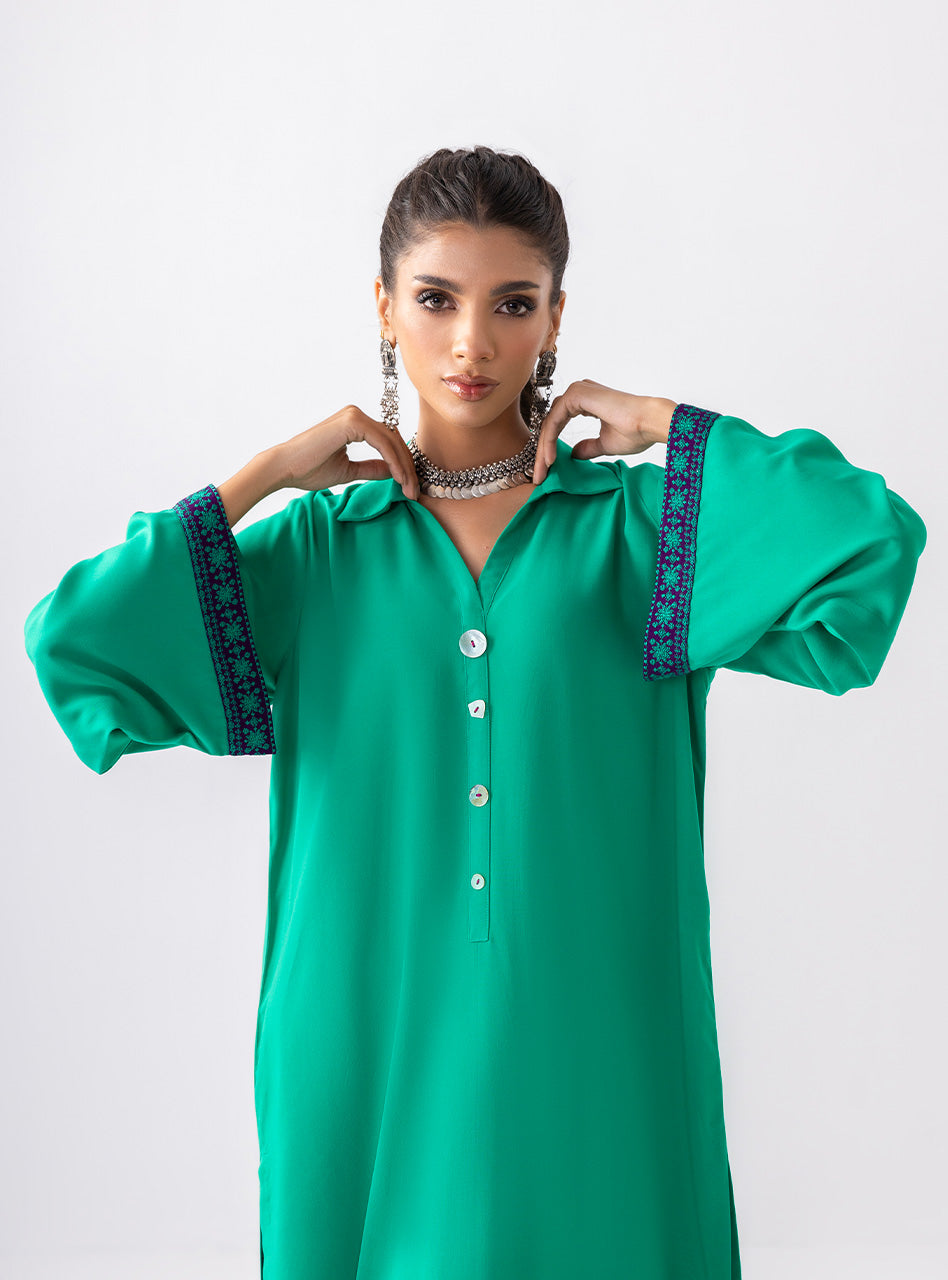 Zainab Chottani | Aara Casual Pret | Serene Bloom L Mint Green Ecovero Viscose
