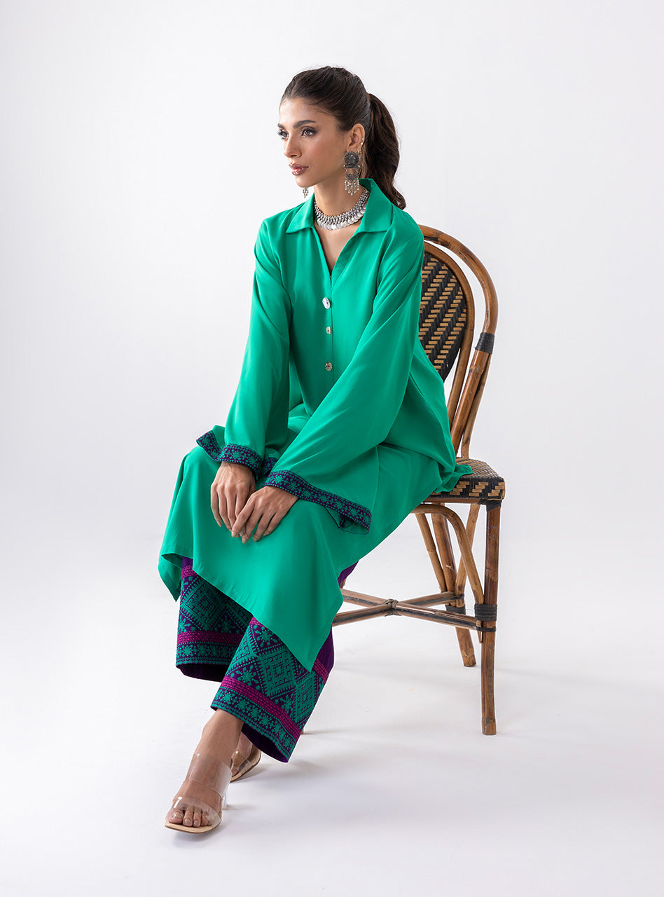 Zainab Chottani | Aara Casual Pret | Serene Bloom XL Mint Green Ecovero Viscose