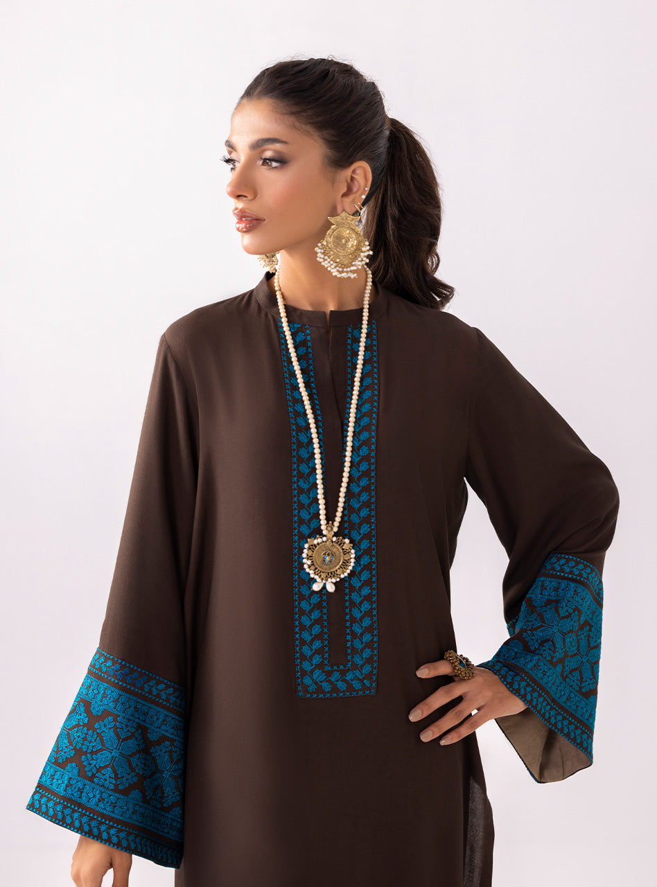 Zainab Chottani | Aara Casual Pret | Dark Chrome S Chocolate Brown Ecovero Viscose