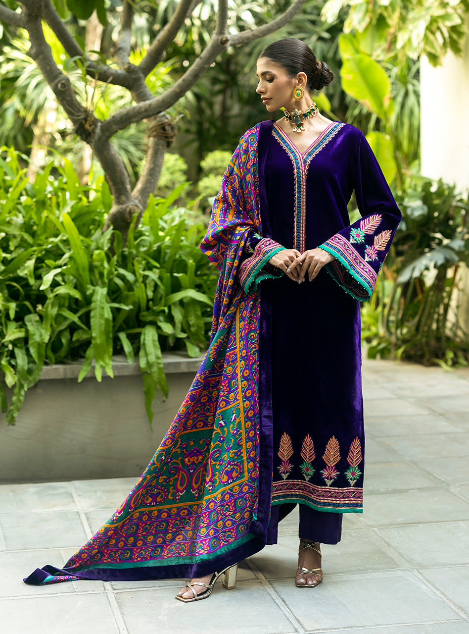 Zainab Chottani | Makhmal Luxe Pret | Rangin XS Deep Purple Velvet