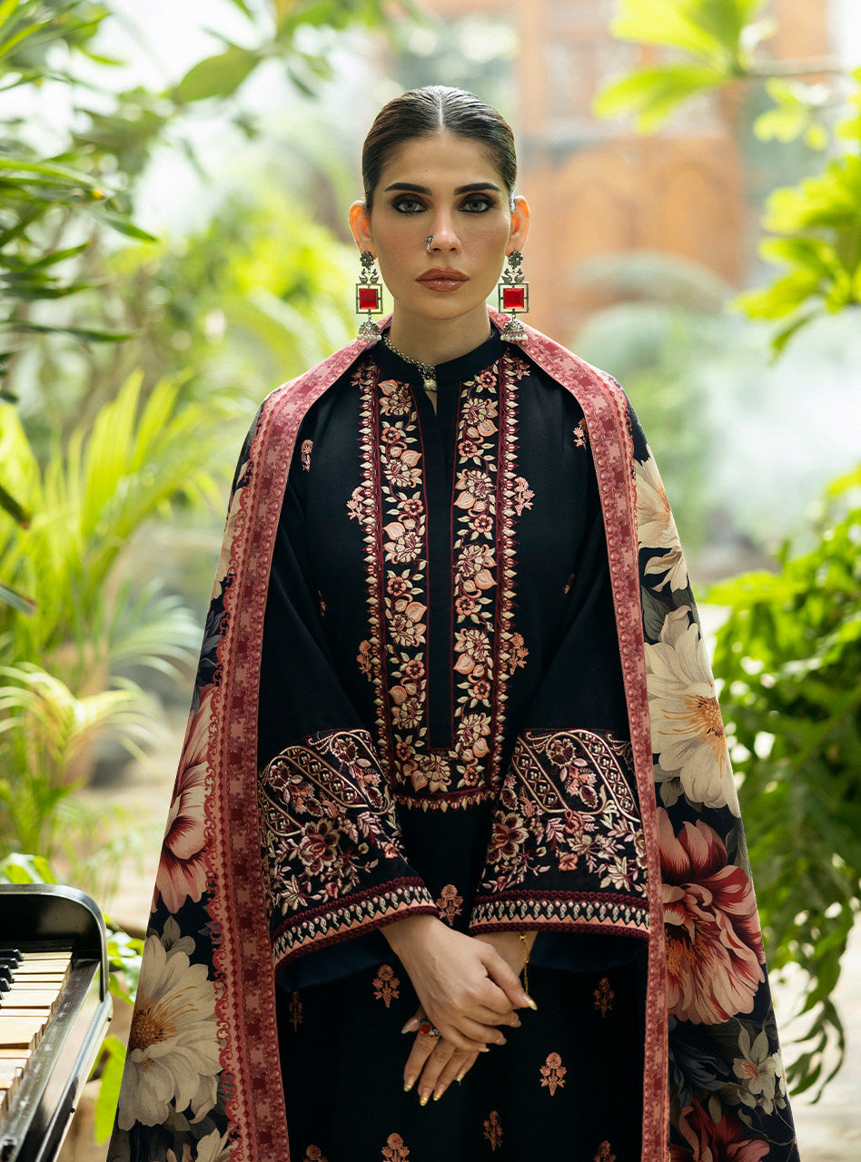 Zainab Chottani | Winter Shawls 24 | Alaya M Black Herringbone